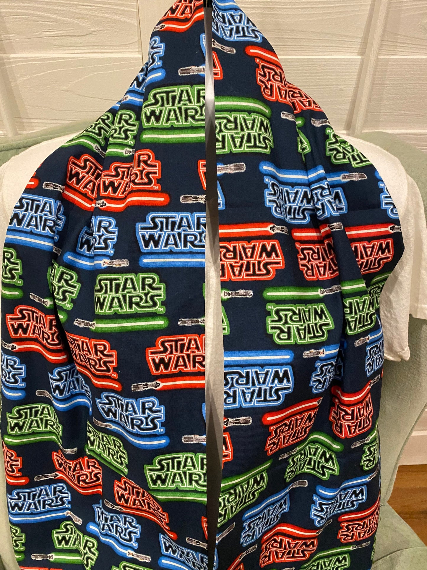 Star Wars Classic Light Sabers Infinity Scarf - Handmade Print Accessory | Sci-Fi Fashion | Galactic Gift by Lina Loves Two, handmade in Los Angeles CA