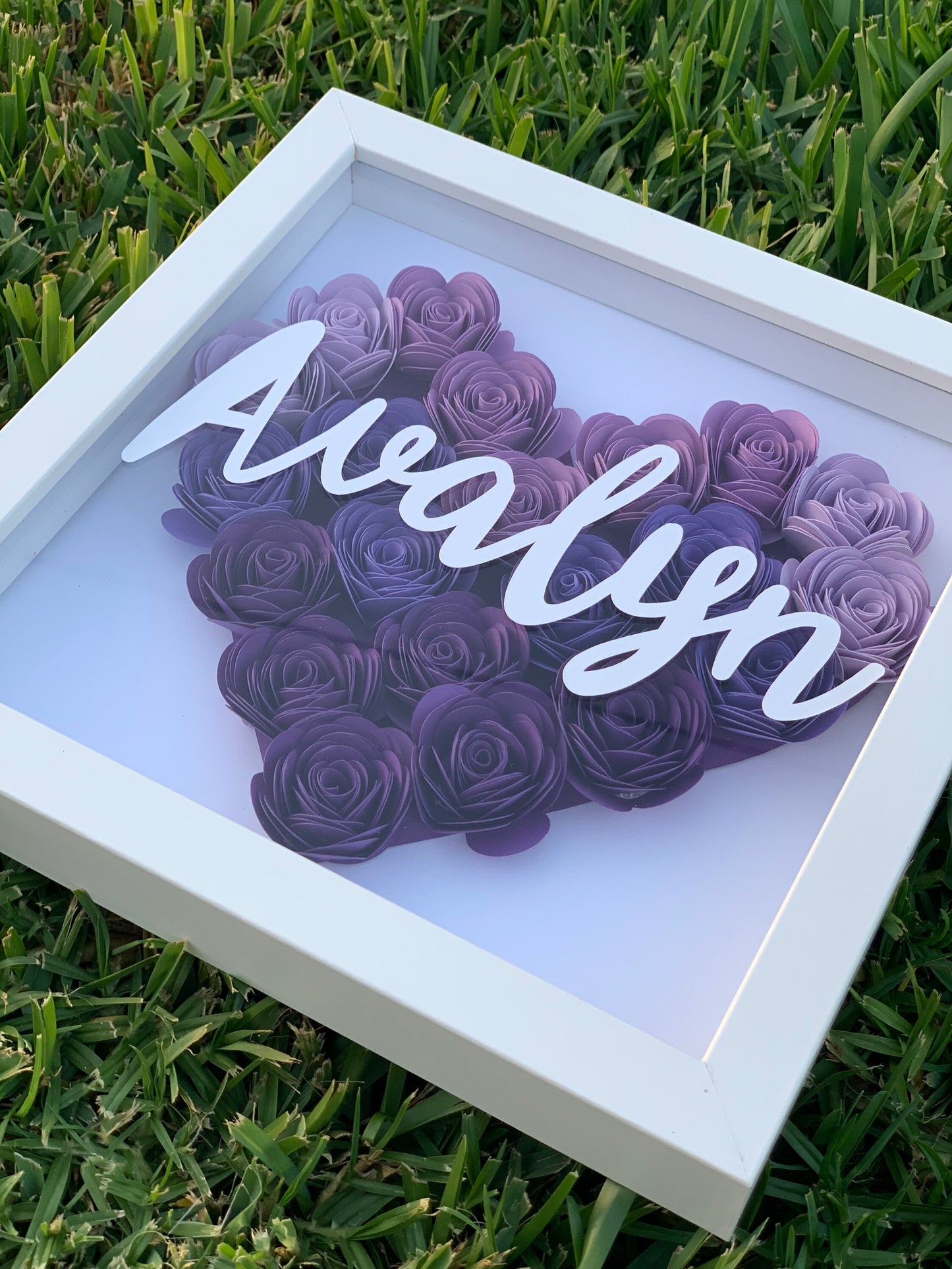 Blooms of Love: Heart-Shaped Flower Box - Personalized Shadow Box for Every Occasion Mother's Day, Anniversary, Birthday, Baby, Valentine’s by Lina Loves Two, handmade in Los Angeles CA