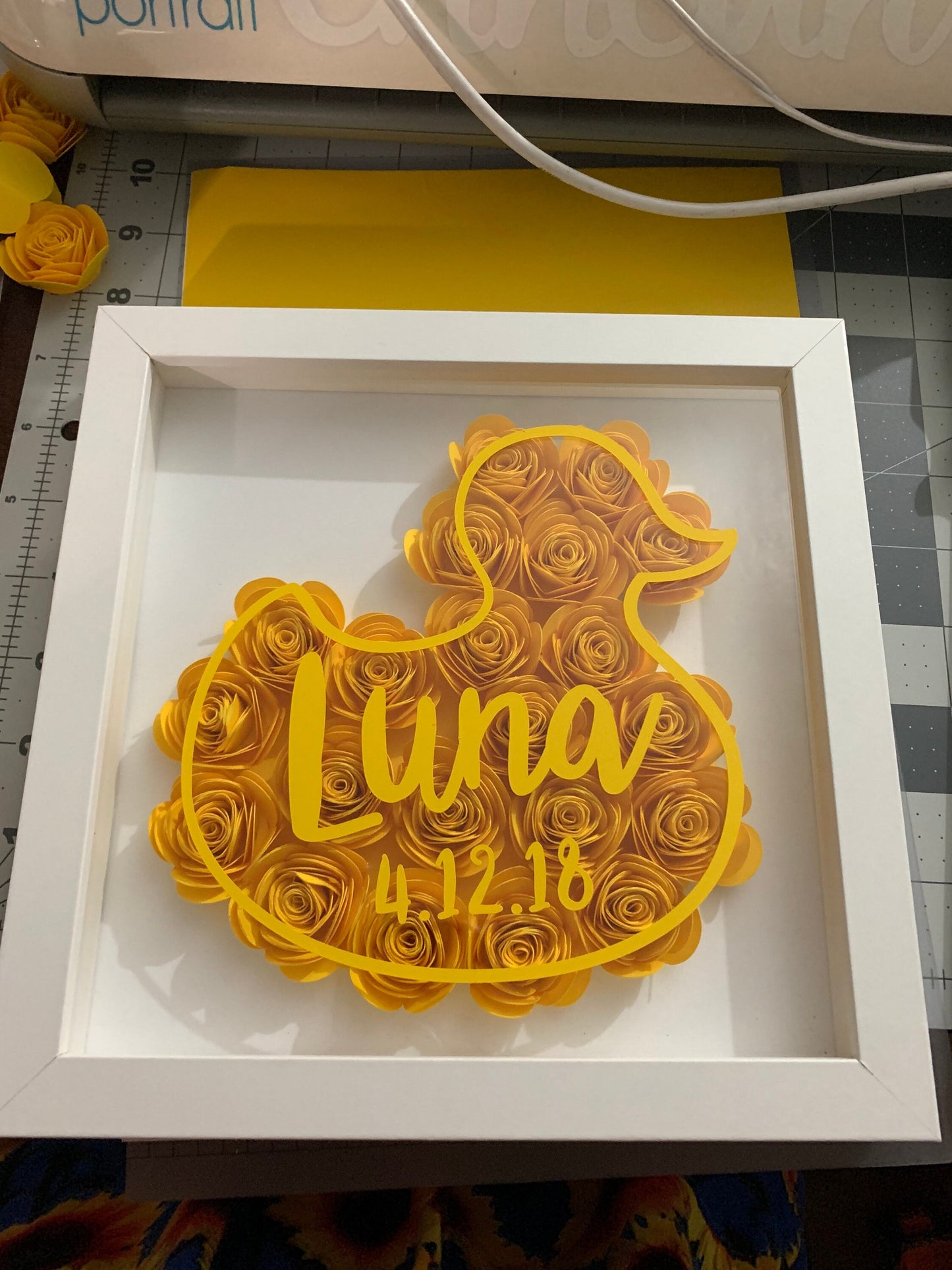 Duckling Delight: 3D Paper Flower Duck - Unique Birthday, New Baby, Hospital, and Friends Gift with a Quirky Twist by Lina Loves Two, handmade in Los Angeles CA