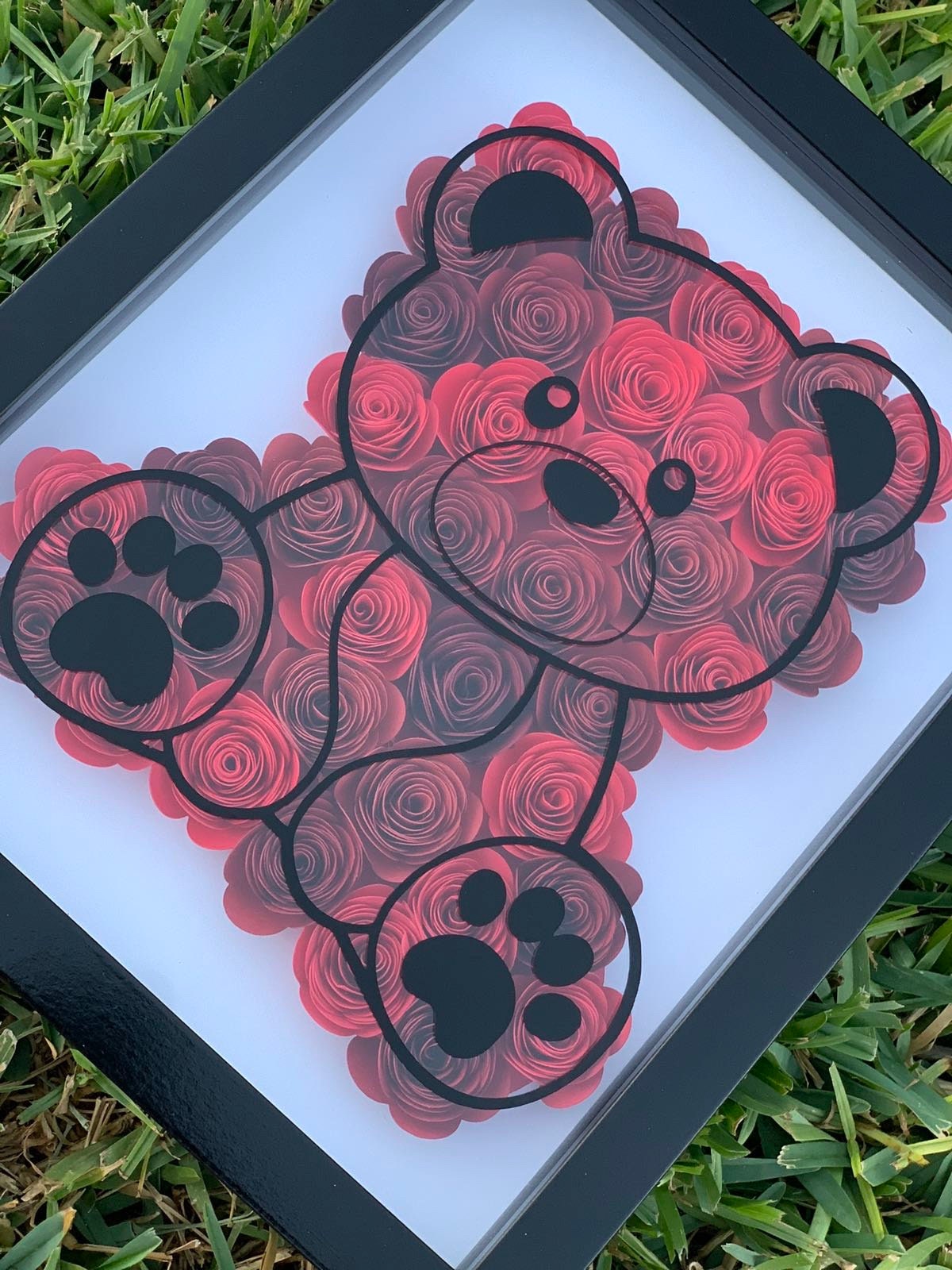 Bear Hugs in Bloom: Flower Bear Floral Shadow Box - 3D Wall Decor with Paper Flowers, Adorable Flower Shadow Box by Lina Loves Two, handmade in Los Angeles CA