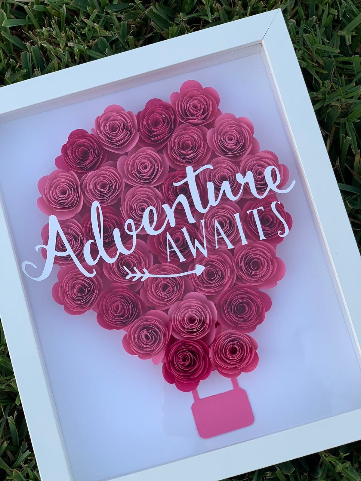 Embrace Adventure with Floral Delight: 3D Wall Decor Shadow Box adorned with Unique Paper Flowers by Lina Loves Two, handmade in Los Angeles CA