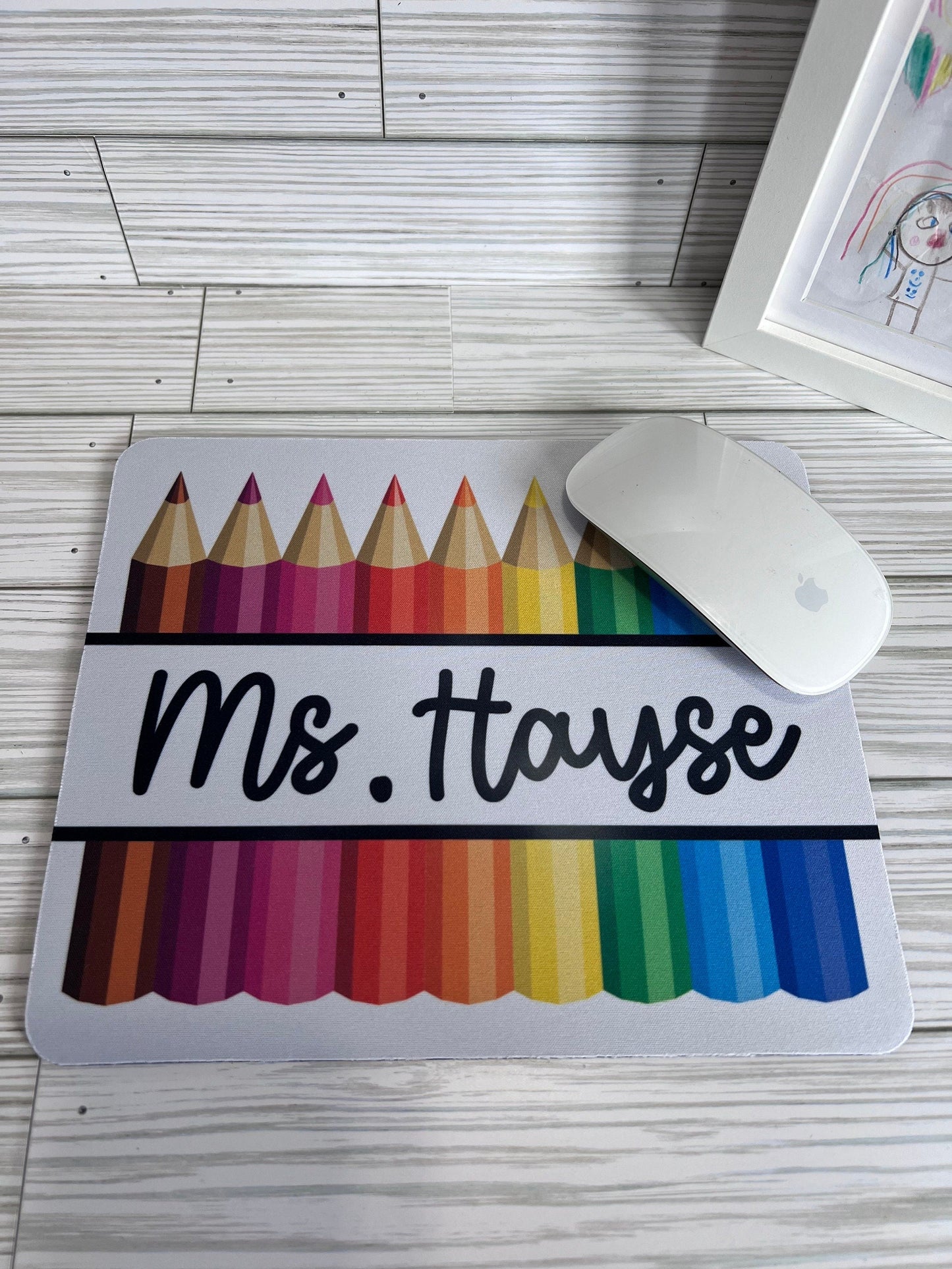 Personalized Teacher Mouse Pad: Composition Book Design by Lina Loves Two, handmade in Los Angeles CA