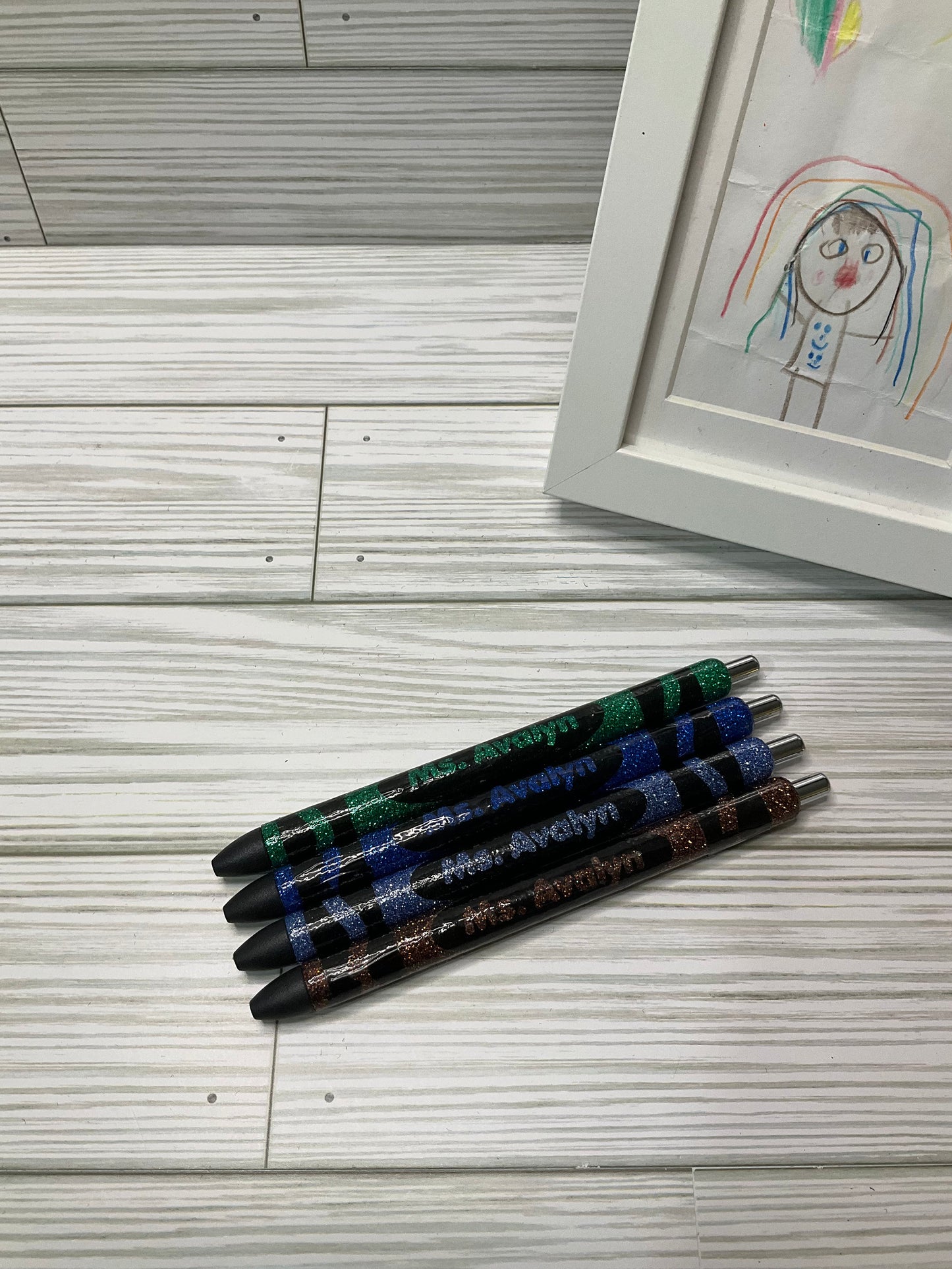 x4 New Glitter Color Personalized Teacher Pens | Unique Teacher Gifts | Custom Teach Appreciation Gift