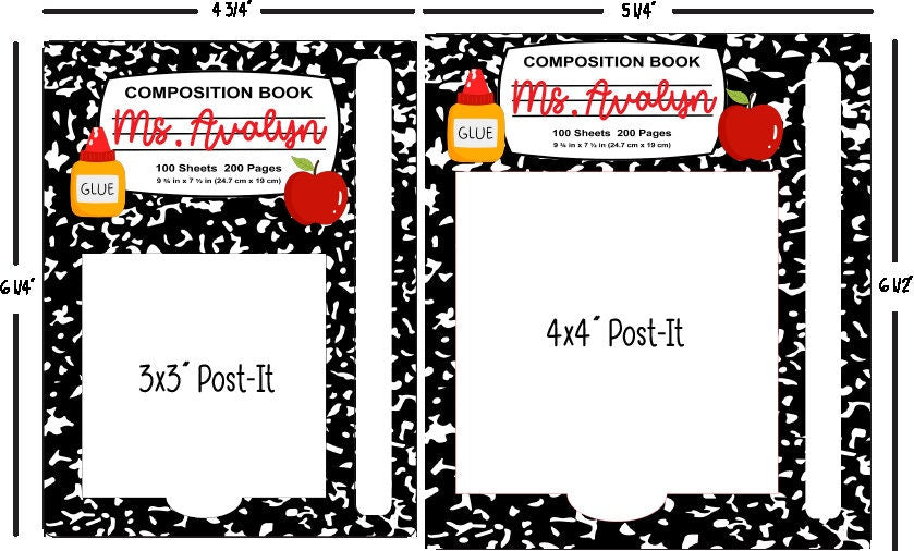 Personalized Composition Post It Note and Pen Holder | Teacher Gifts | Post It Note and Pen Holder | Classroom Supplies by Lina Loves Two, handmade in Los Angeles CA