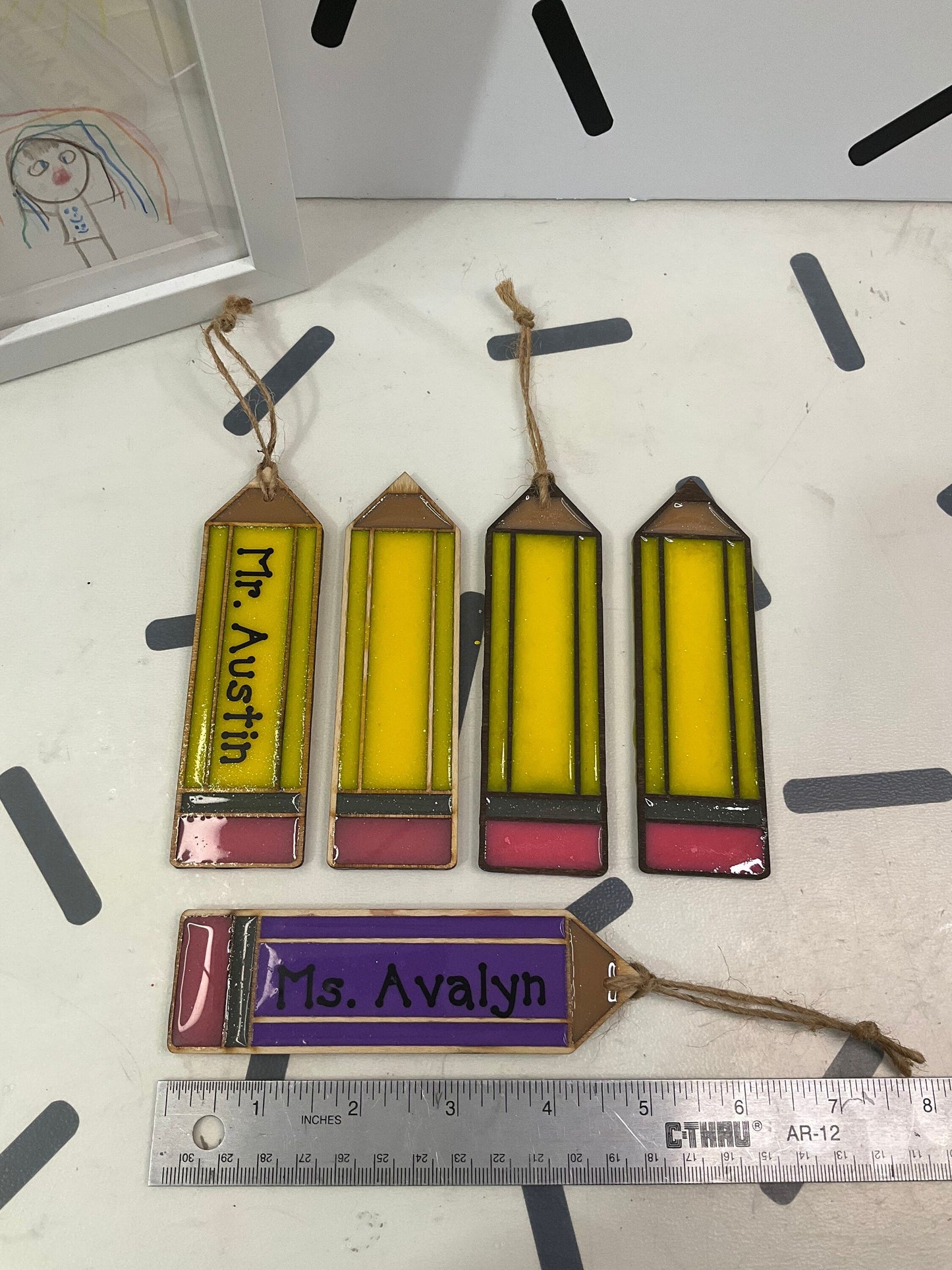 Personalized Pencil Gift Tag Ornaments – Set of 3 | Teacher Appreciation & Classroom Decor by Lina Loves Two, handmade in Los Angeles CA