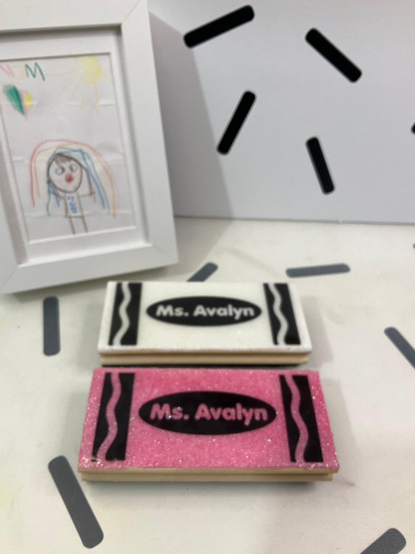 Personalized Board Eraser | Pencil Eraser | Glitter Eraser | Customized Eraser | Crayon Eraser | Teacher Epoxy Resin Eraser Board by Lina Loves Two, handmade in Los Angeles CA