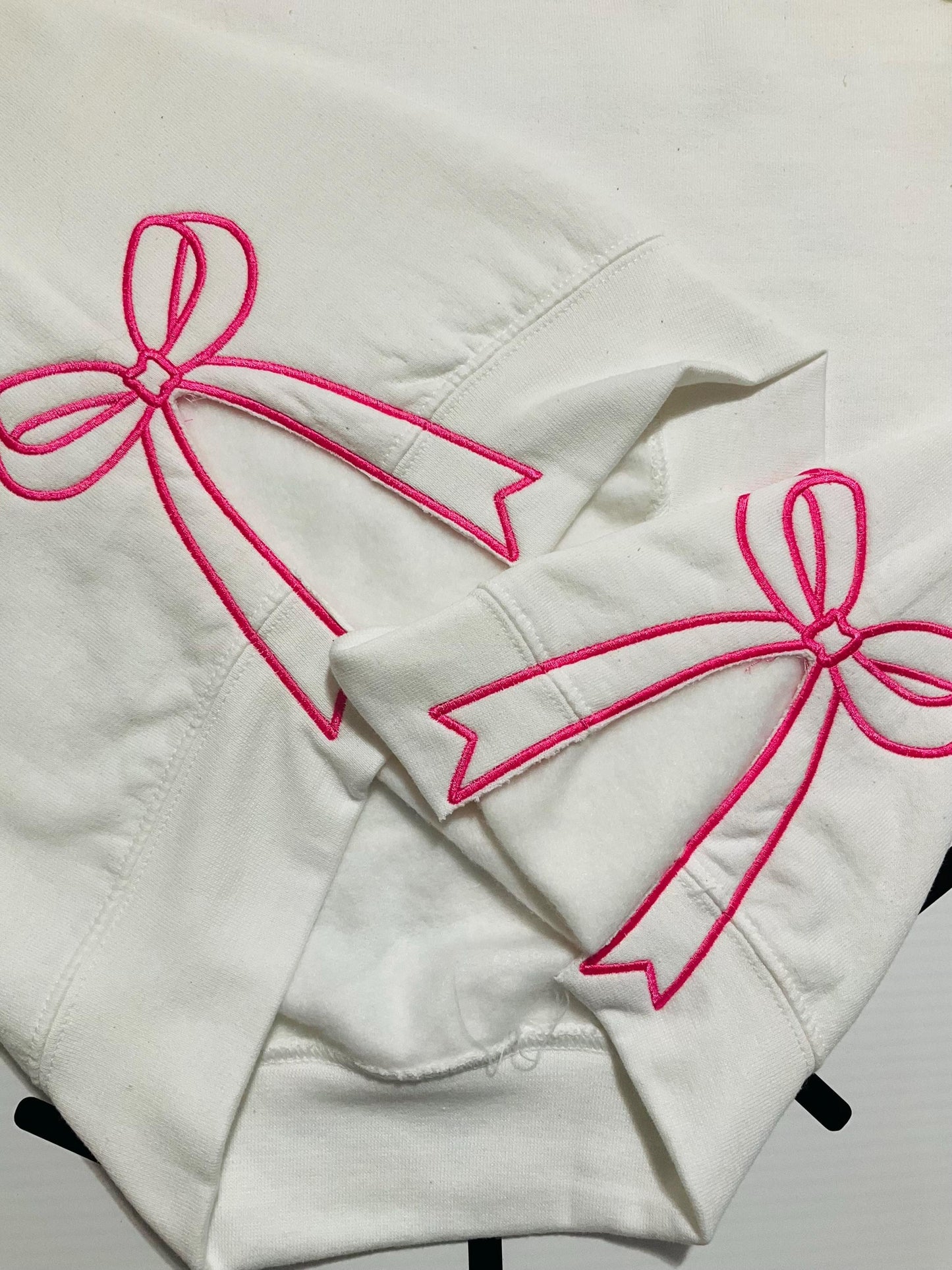 Embroidered Mama Sweatshirt: Classic Side Bow Design by Lina Loves Two, handmade in Los Angeles CA