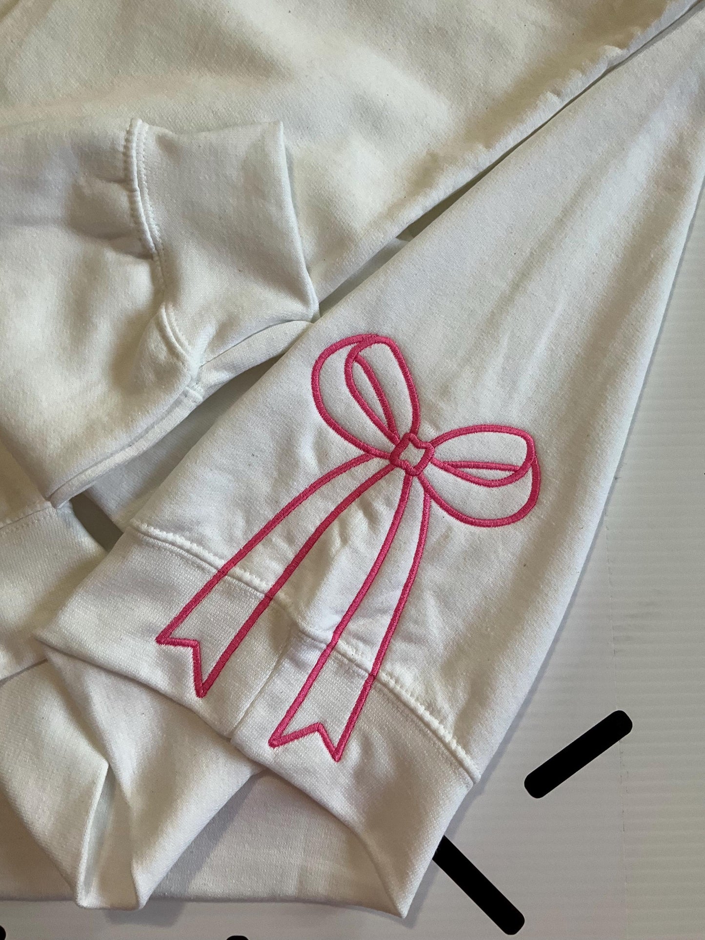 Embroidered Bow Sweatshirt: Classic Side Bow Design