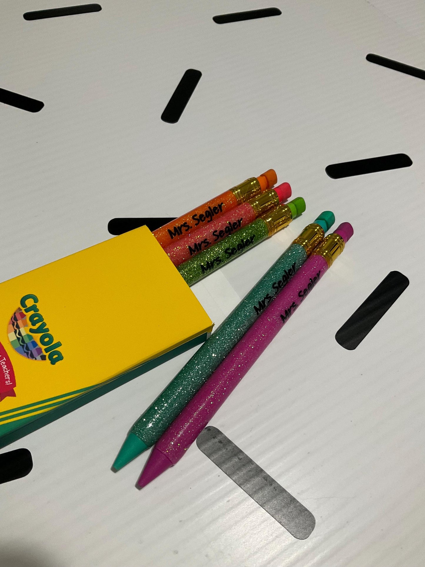 x5 Glitter Color Personalized Lead Pencils| Unique Teacher Gifts | Customized Teacher Appreciation Gift | Glitter Lead Pencils