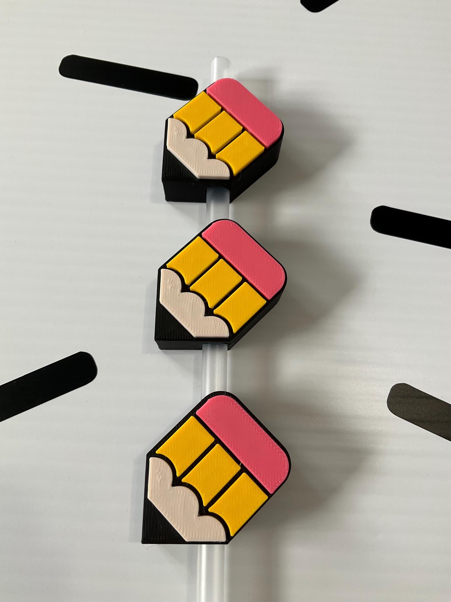 Pencil Straw Topper | 3D Printed Straw Topper | Teacher Gift | Back to School Cup Accessory | Classroom Party Favor | Cute Drink Decor by Lina Loves Two, handmade in Los Angeles CA