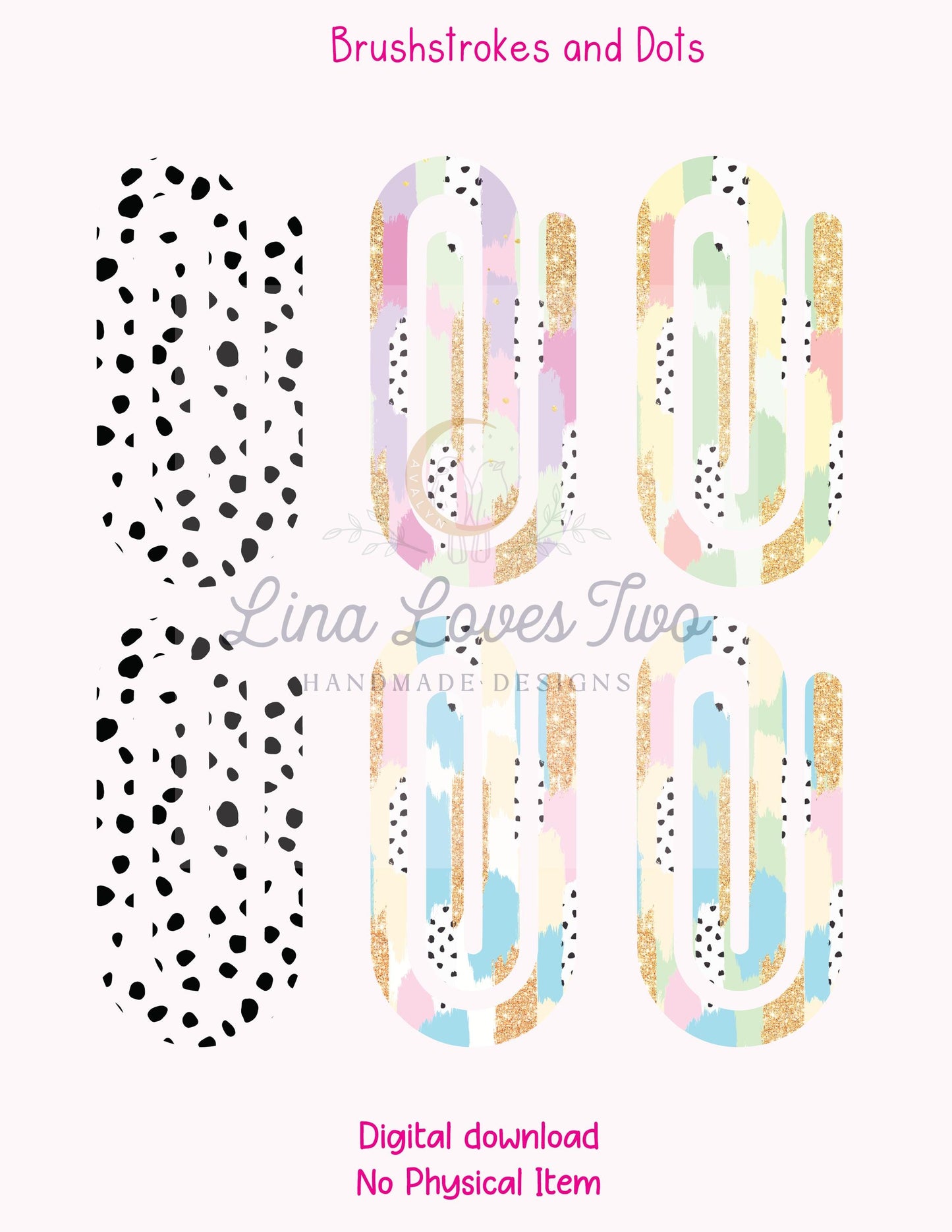 Brushstrokes and Dots Jumbo Paperclip PNG – Sublimation Clipart | Jumbo Paperclip Sublimation | Brushstrokes and Dots Sublimation Paperclip