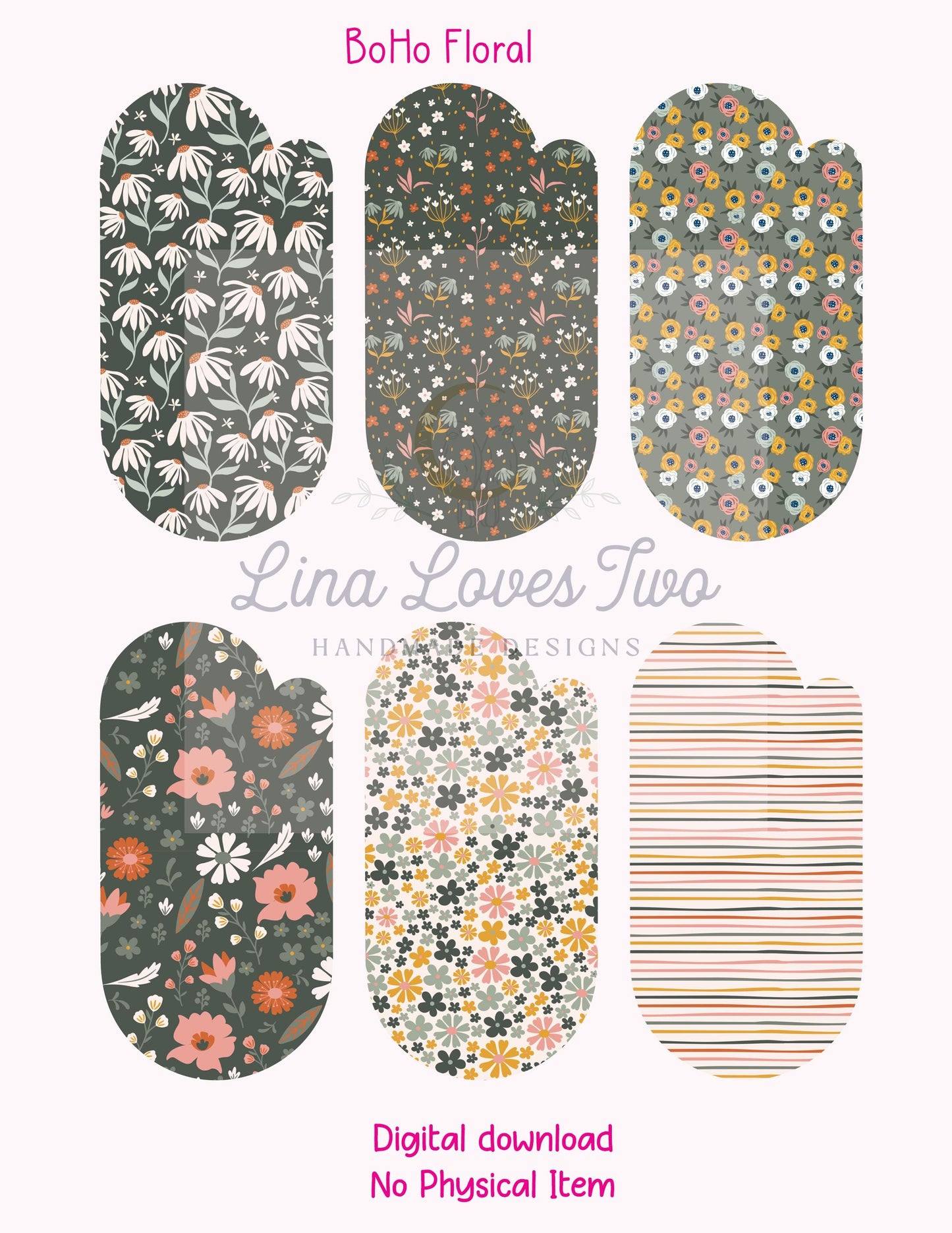 BoHo Floral Jumbo Paperclip PNG – Sublimation Clipart | BoHo Floral Jumbo Paperclip Sublimation | BoHo Floral Theme Sublimation Paperclips