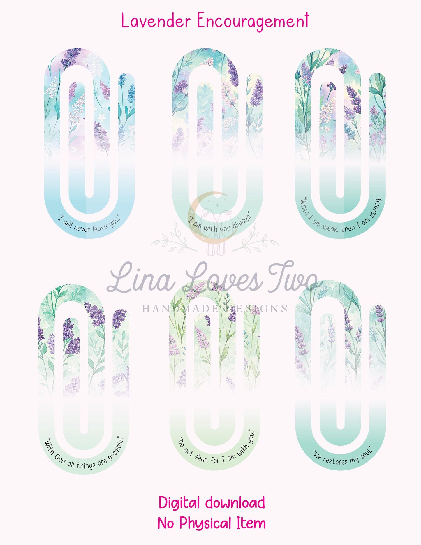 Lavender Scriptures Jumbo Paperclip PNG | Christian Sublimation for Jumbo Paperclip PNG | Faith | Lavender Theme | Short Bible Verses