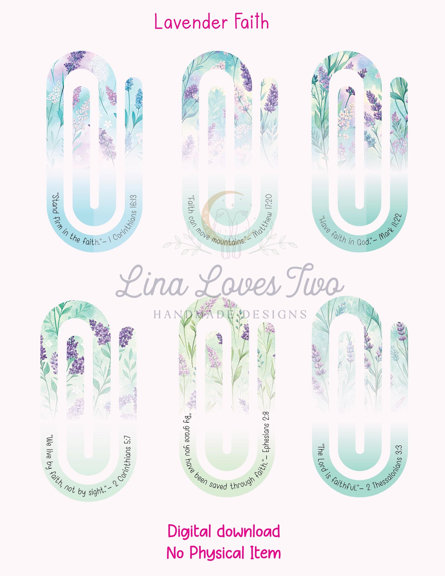 Lavender Scriptures Jumbo Paperclip PNG | Christian Sublimation for Jumbo Paperclip PNG | Faith | Lavender Theme | Short Bible Verses