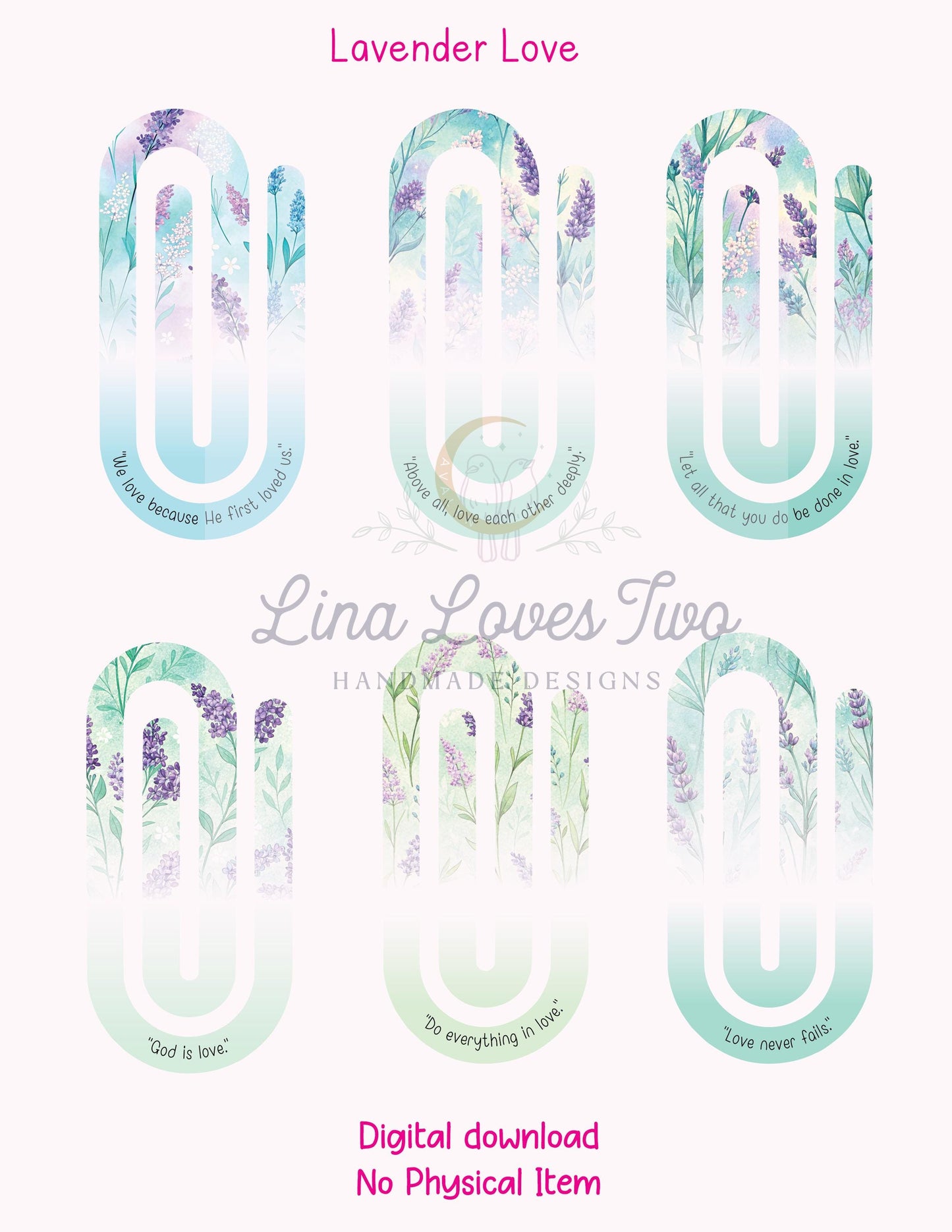 Lavender Scriptures Jumbo Paperclip PNG | Christian Sublimation for Jumbo Paperclip PNG | Faith | Lavender Theme | Short Bible Verses