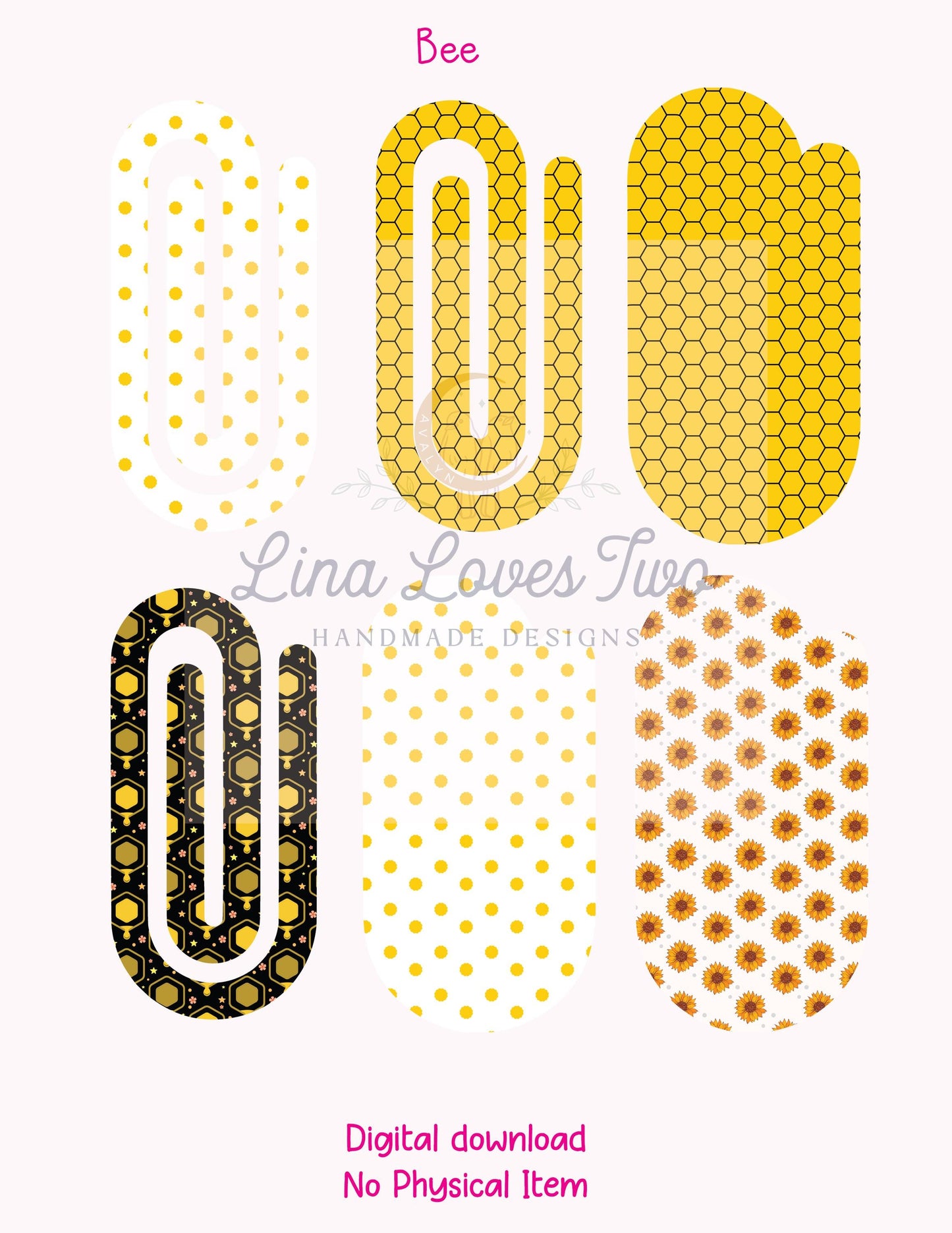 Bee Jumbo Paperclip : Honeycomb & Polka Dot Designs ( ) by Lina Loves Two, handmade in Los Angeles CA