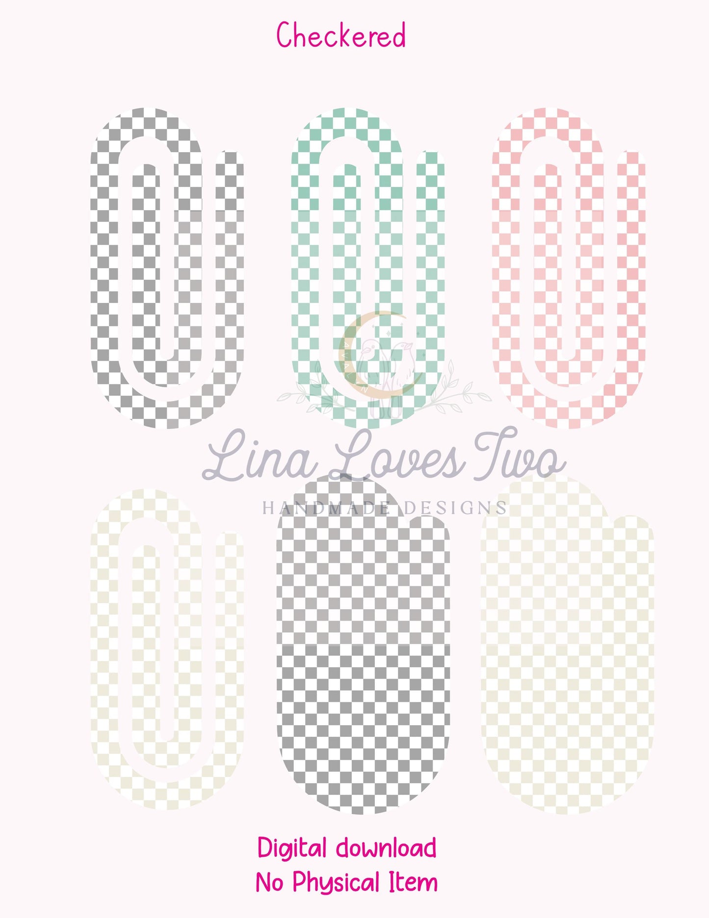 Pastel Gingham Jumbo Paperclip : Bookmark Design ( ) by Lina Loves Two, handmade in Los Angeles CA