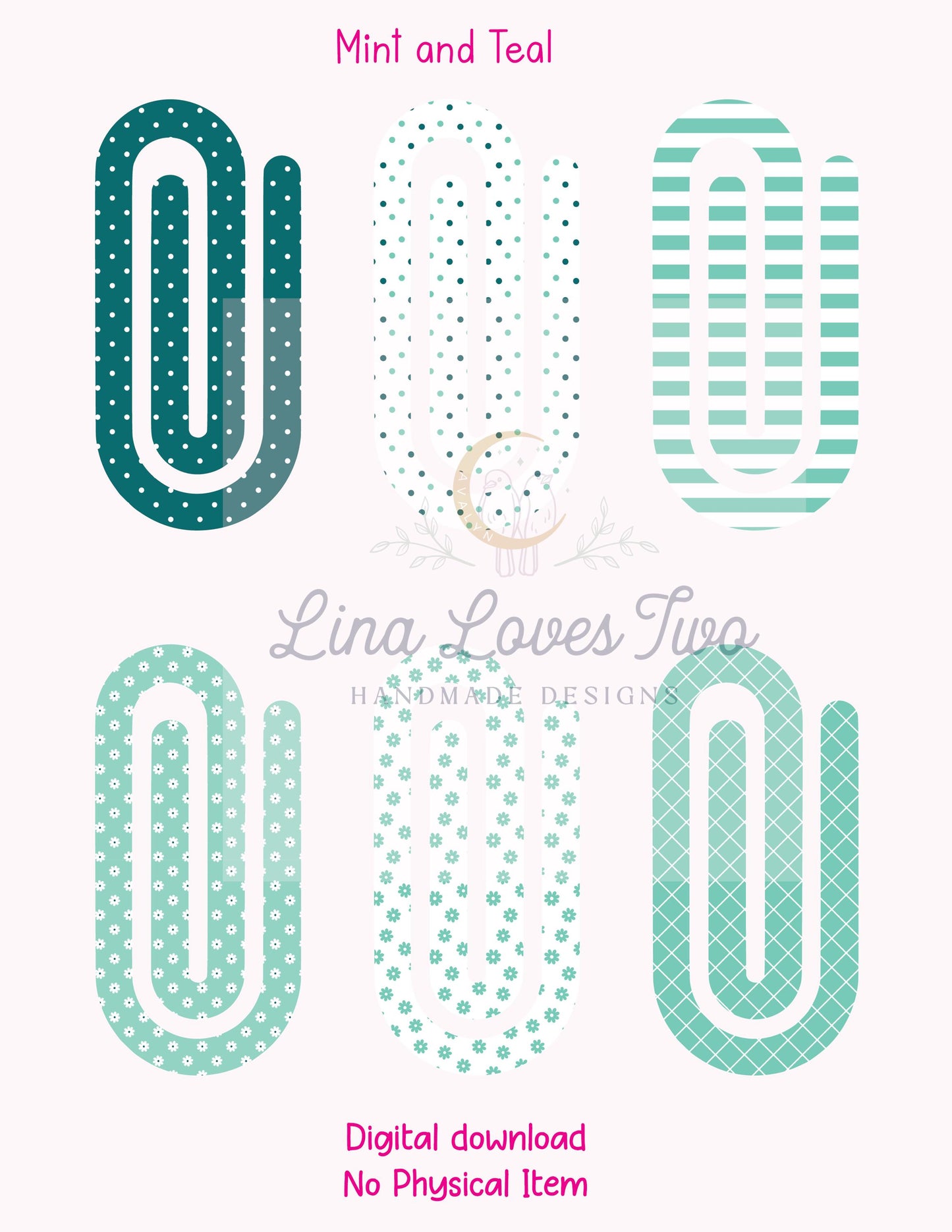 Mint and Teal Jumbo Paperclip – Cool Tones | Modern Bookmark | for Jumbo Paperclips by Lina Loves Two, handmade in Los Angeles CA