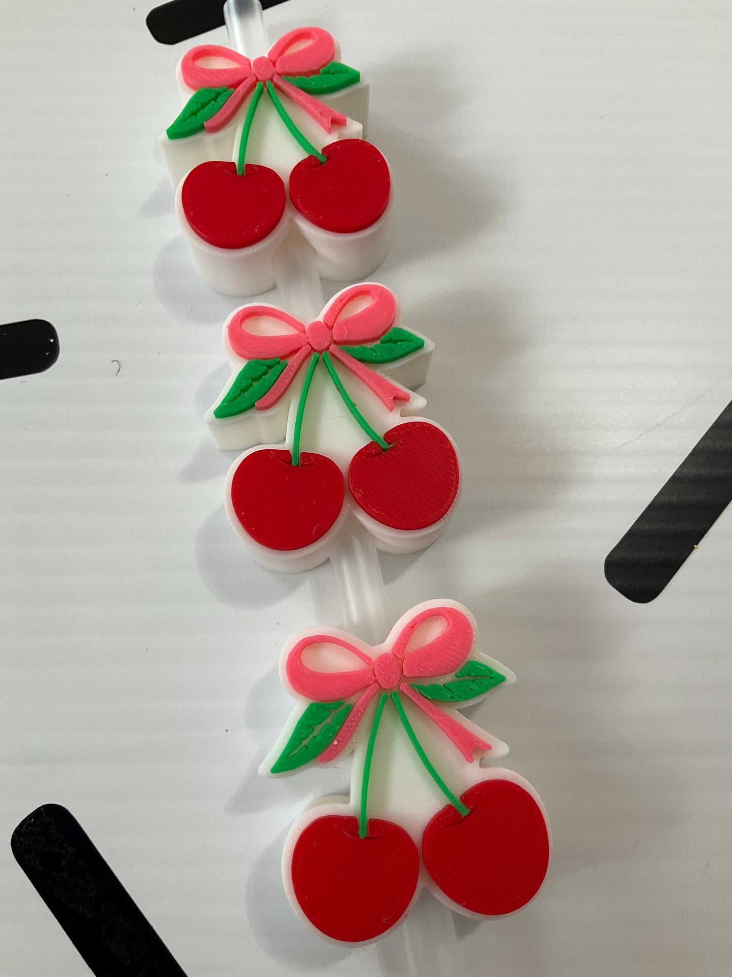 Coquette Cherries Straw Topper: 3D Printed Tumbler Charm