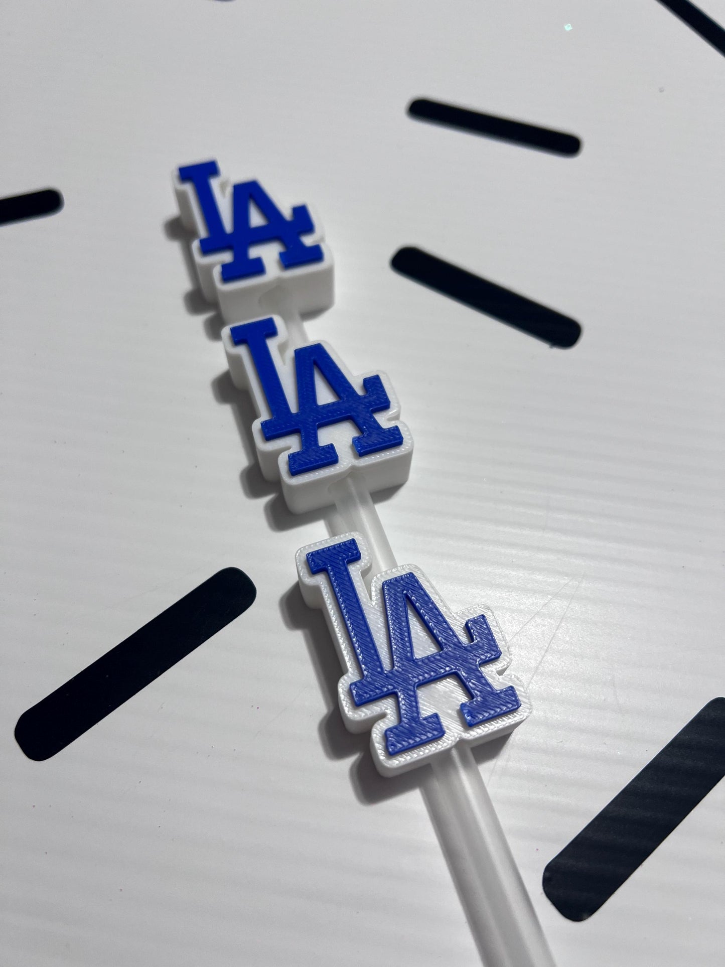 LA Logo Straw Topper: Baseball Fan Cup Charm