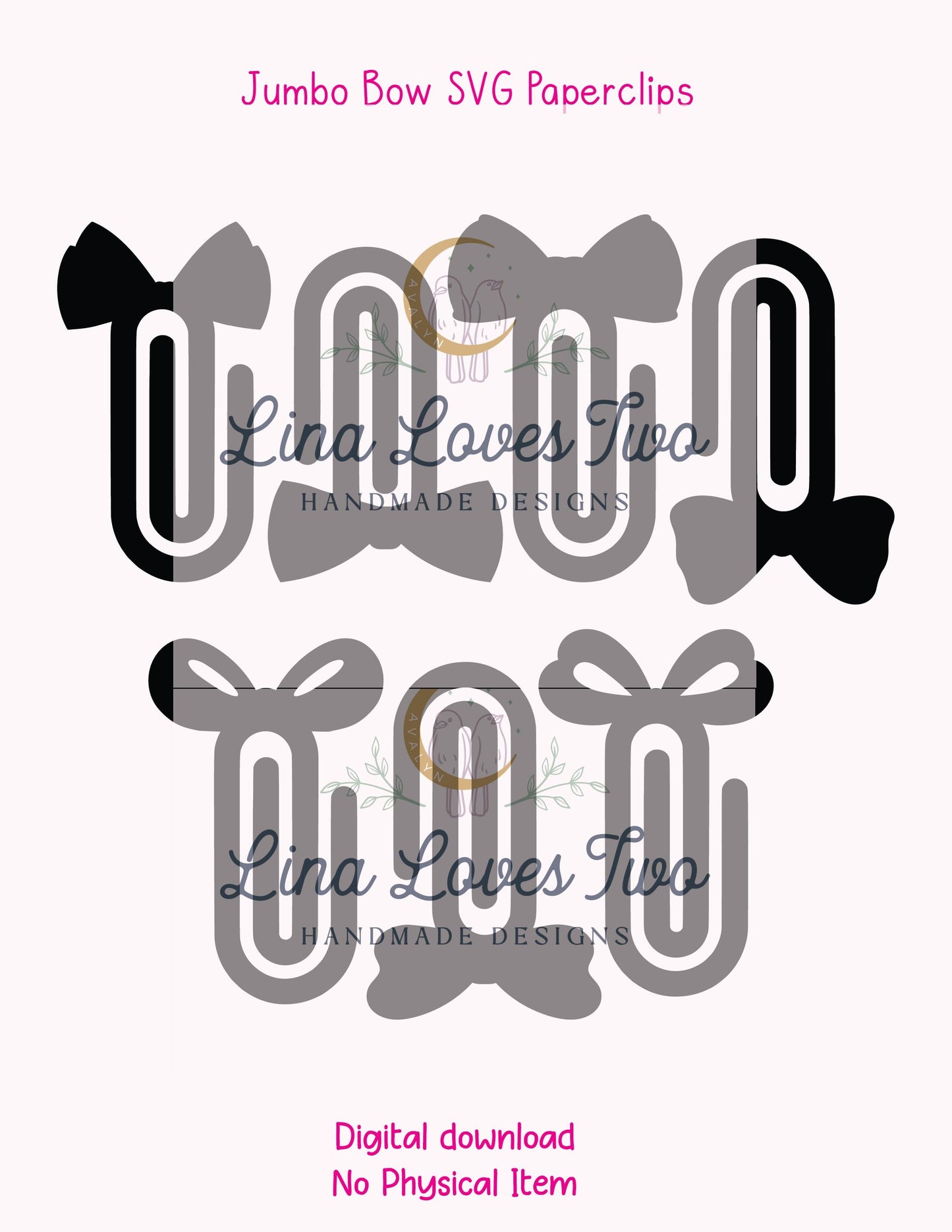 Jumbo Bow Paperclip SVG Template Digital File for Laser and Vinyl Cut File