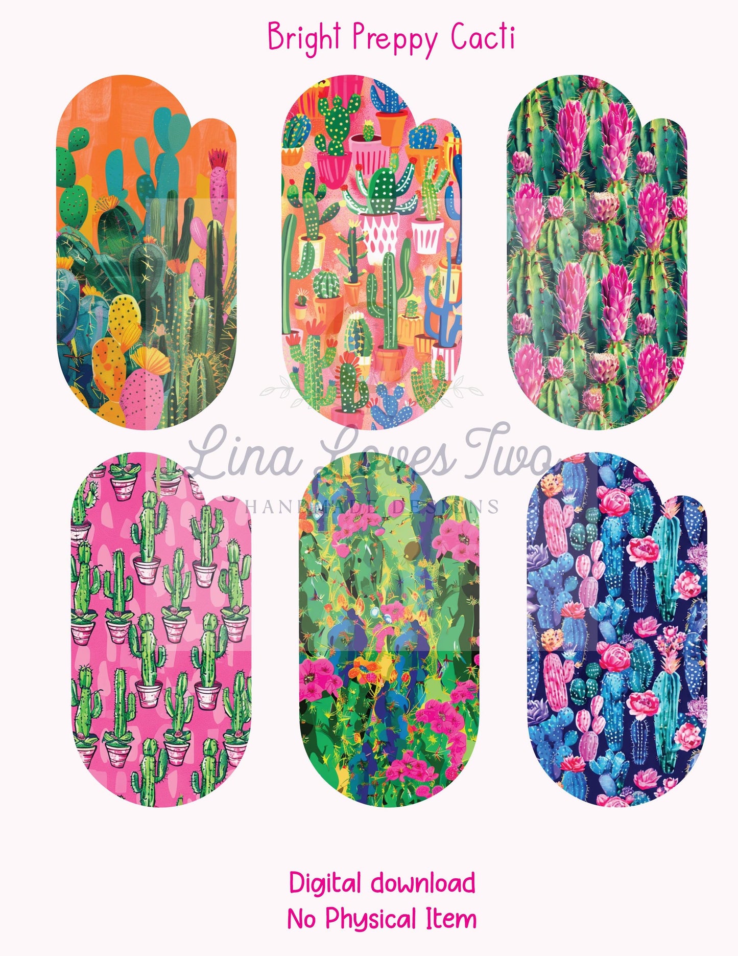 Bright Preppy Cacti Jumbo Paperclip PNG – Sublimation Clipart | Bright Cacti Jumbo Paperclip Sublimation | Cacti Theme Paperclips