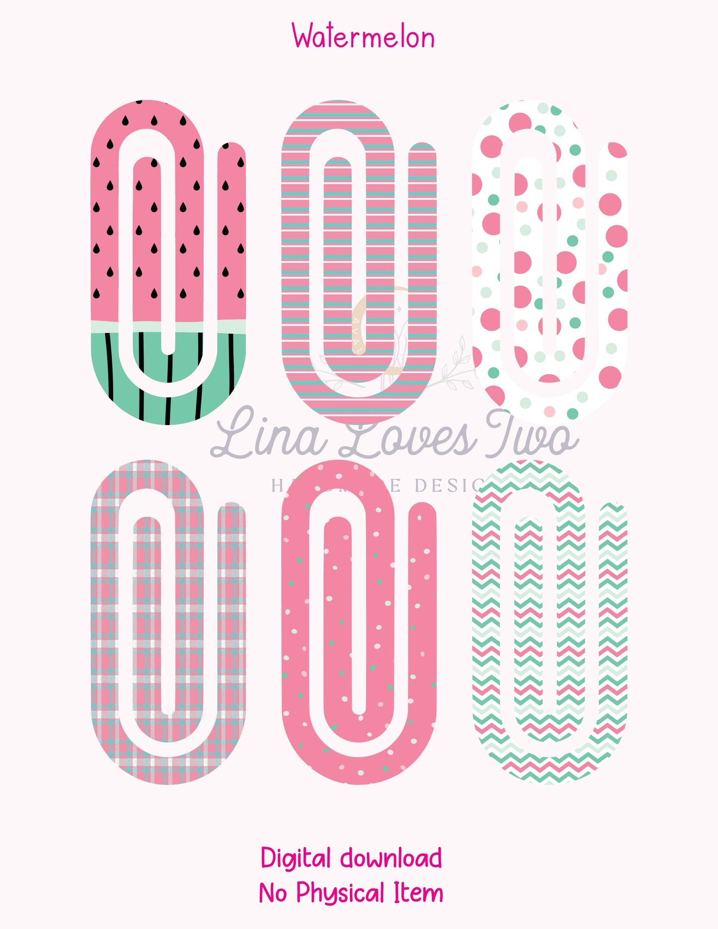 Watermelon Paperclip PNG: Jumbo Sublimation Clipart (Digital Download)