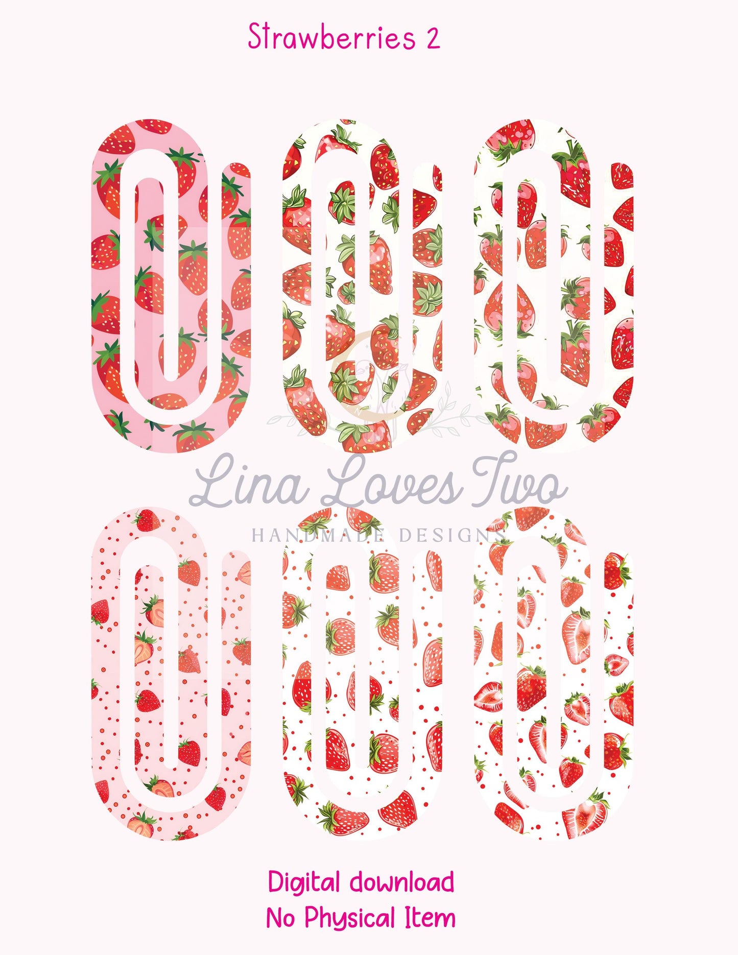Strawberry Jumbo Paperclip PNG: Sublimation Clipart (Digital Download)