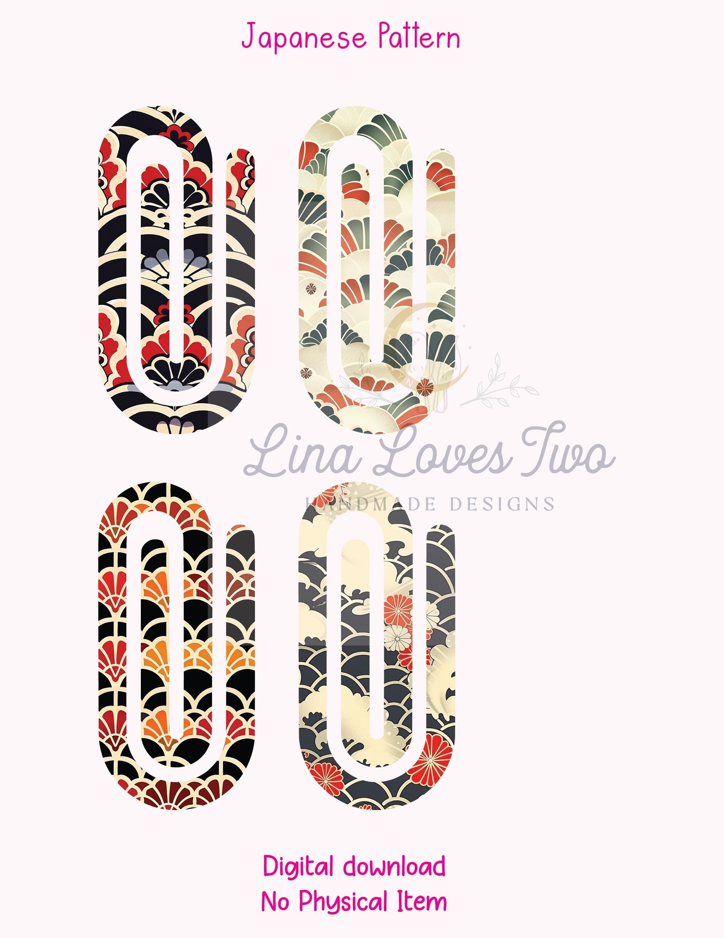 Japanese Pattern Jumbo Paperclip : ( ) by Lina Loves Two, handmade in Los Angeles CA