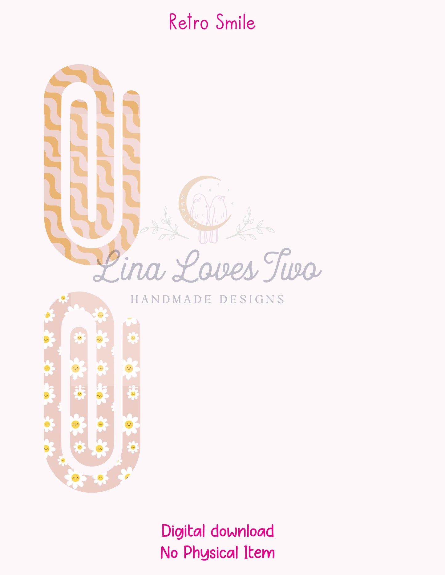 Retro Smile Jumbo Paperclip PNG: Sublimation Clipart (Digital Download)