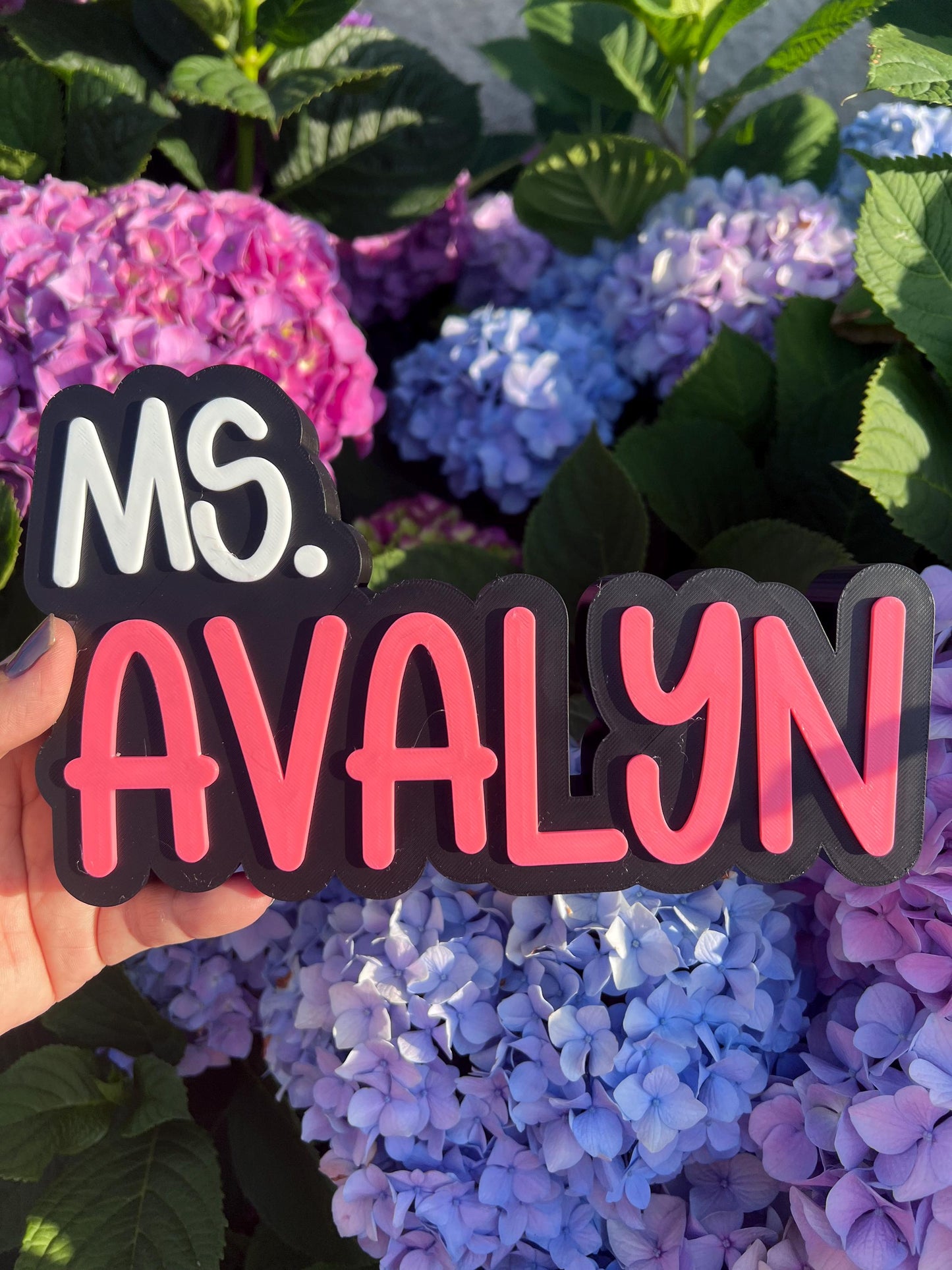 Personalized 3D Teacher Desk Name Sign: Custom Classroom Decor by Lina Loves Two, handmade in Los Angeles CA