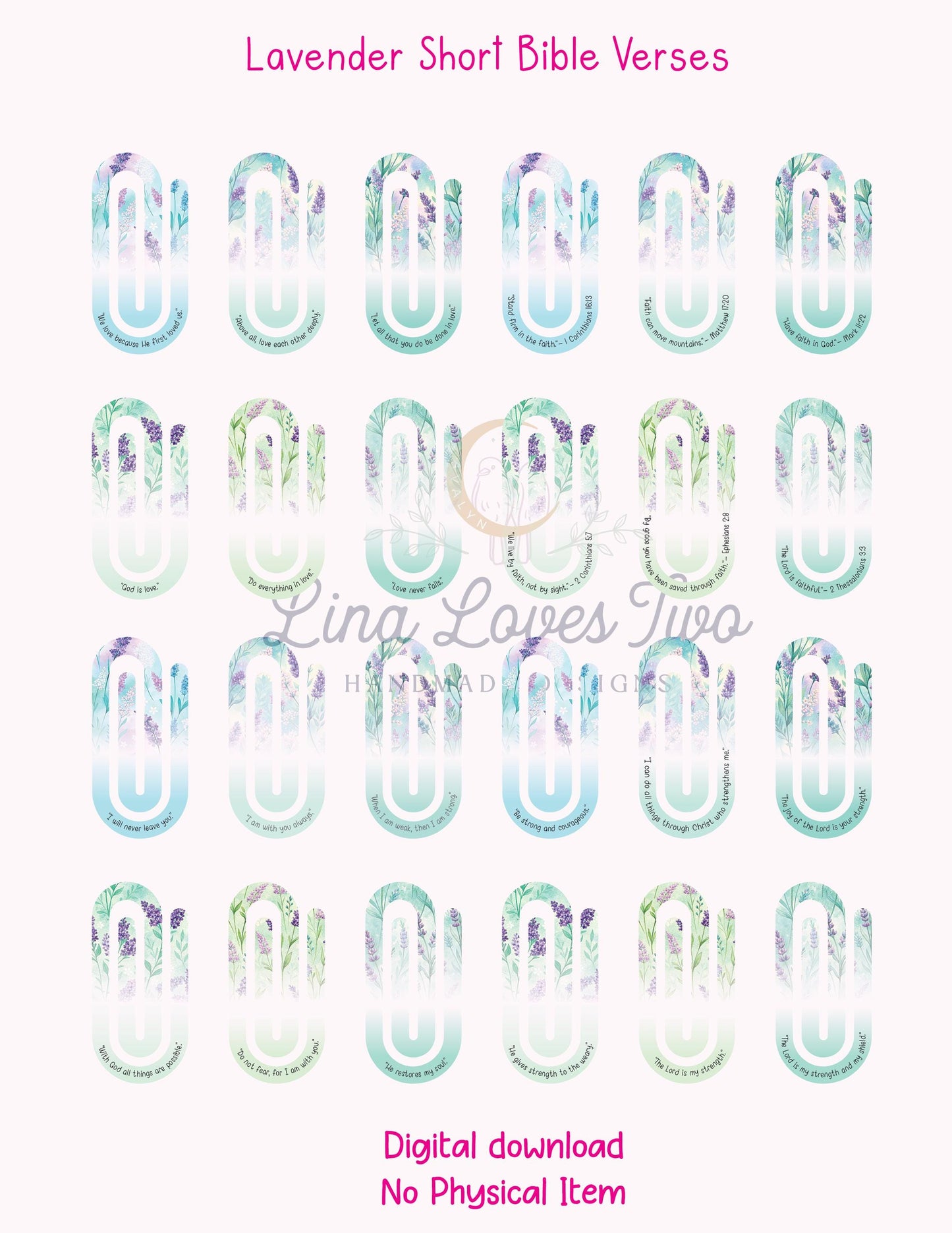 Lavender Scriptures Jumbo Paperclip PNG | Christian Sublimation for Jumbo Paperclip PNG | Faith | Lavender Theme | Short Bible Verses