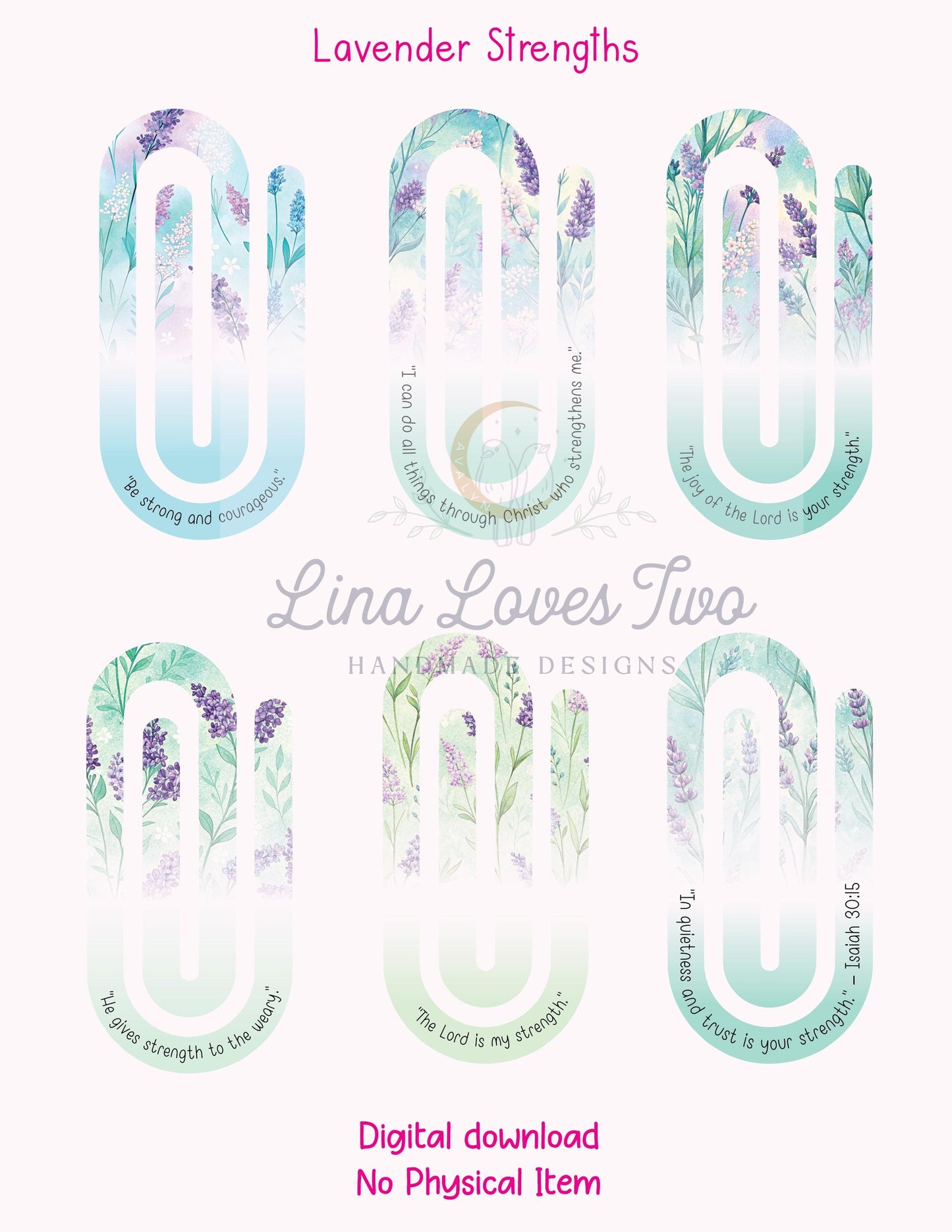 Lavender Scriptures Jumbo Paperclip PNG | Christian Sublimation for Jumbo Paperclip PNG | Faith | Lavender Theme | Short Bible Verses