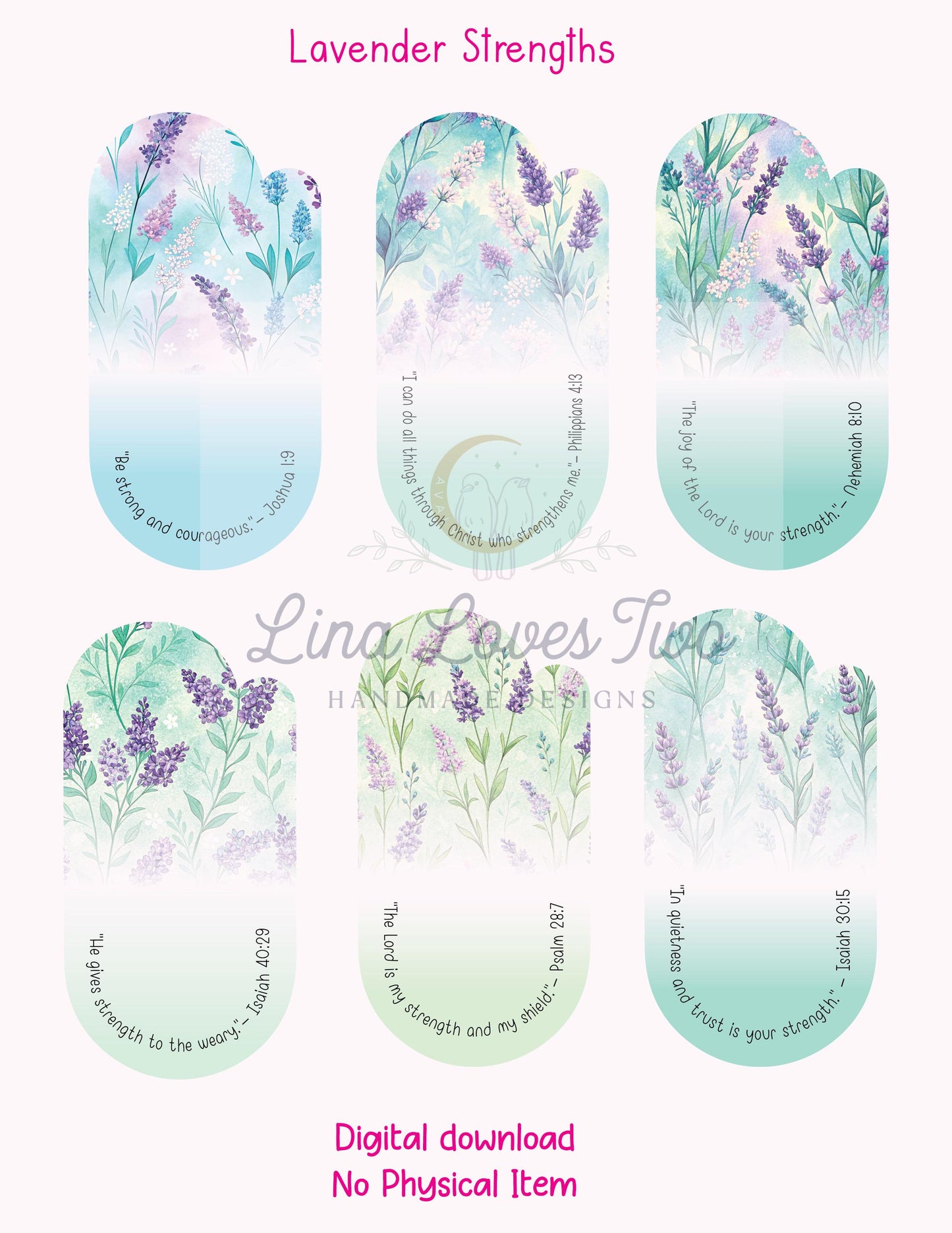 Lavender Scripture About Strengths Jumbo Paperclip PNG | Christian Sublimation Clipart for Jumbo Paperclip PNG | Faith PNG | Lavender Theme