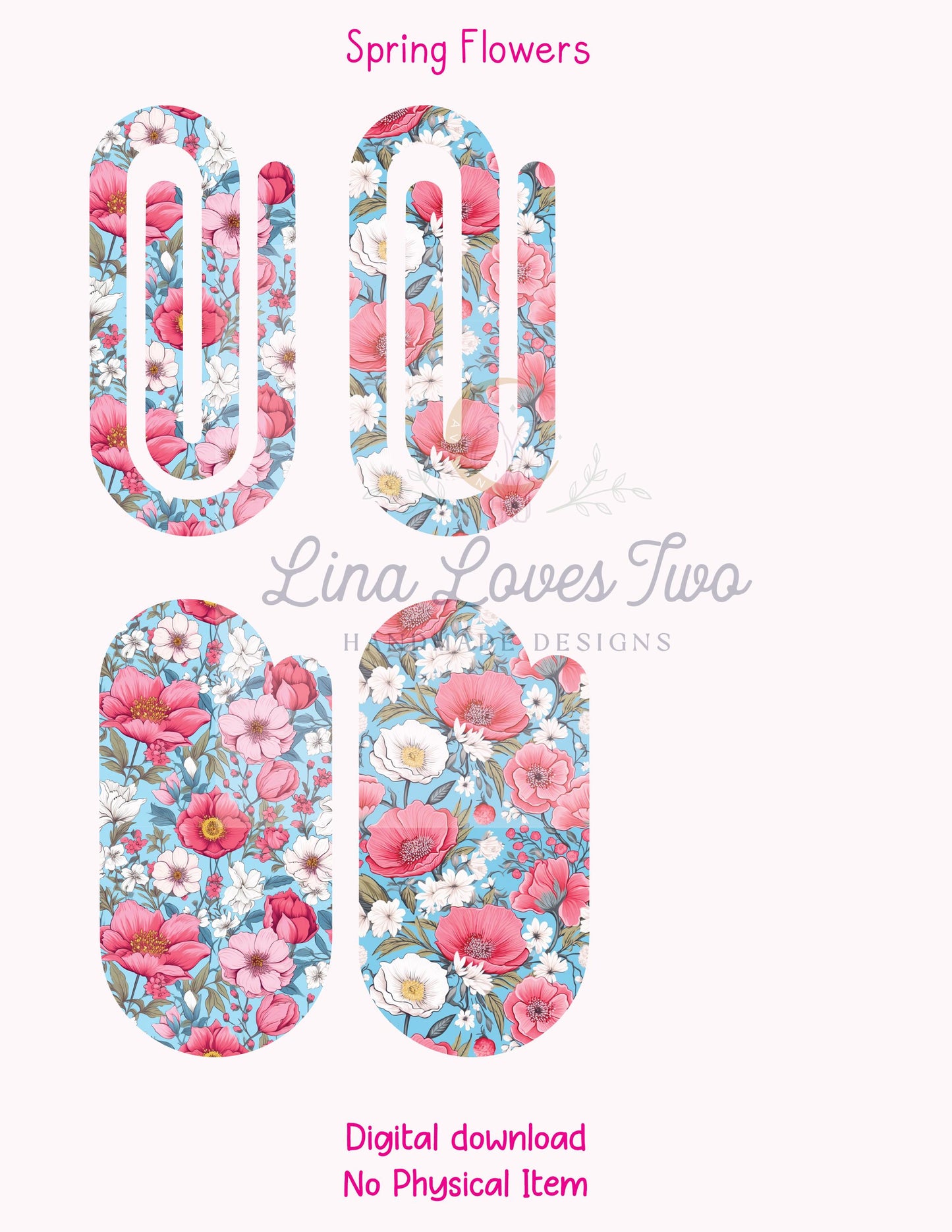 Floral Jumbo Paperclip PNG: Spring Flower Bouquet Sublimation (Digital Download)
