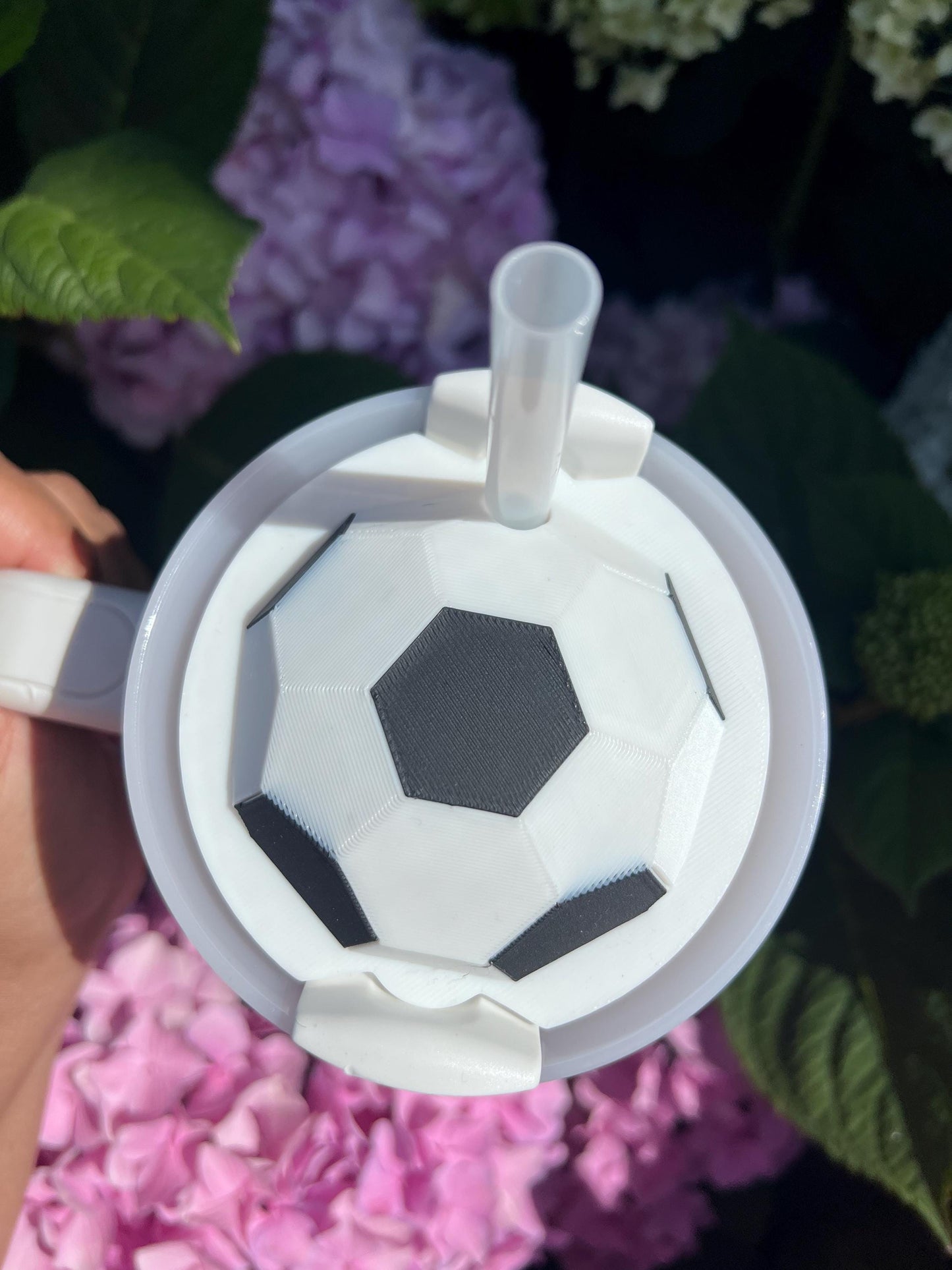 3D Printed Soccer Straw Topper: Stanley Tumbler Accessory by Lina Loves Two, handmade in Los Angeles CA