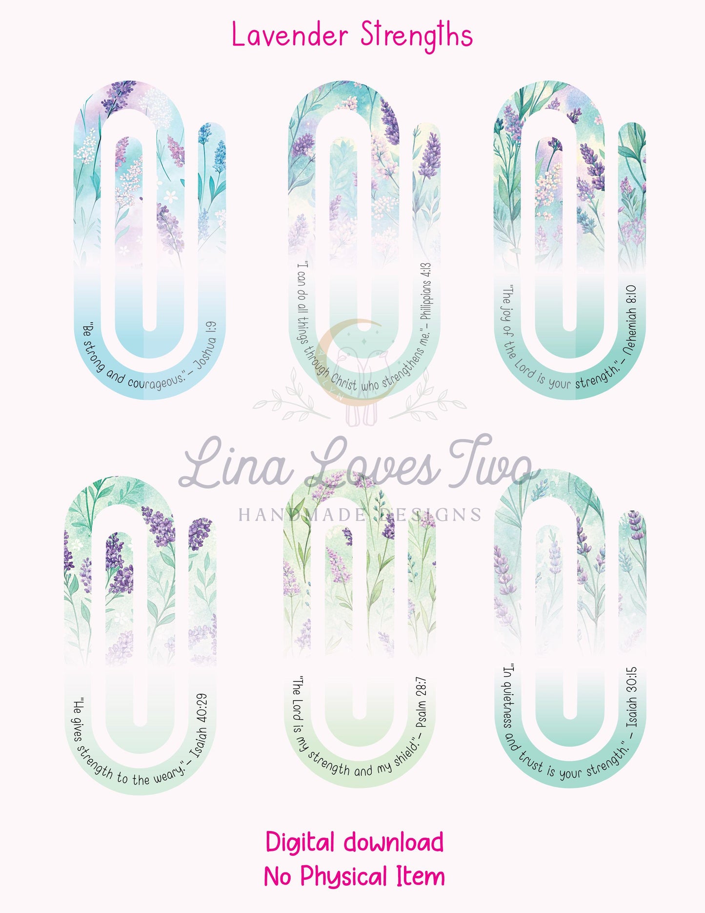 Lavender Scripture About Strengths Jumbo Paperclip PNG | Christian Sublimation Clipart for Jumbo Paperclip PNG | Faith PNG | Lavender Theme