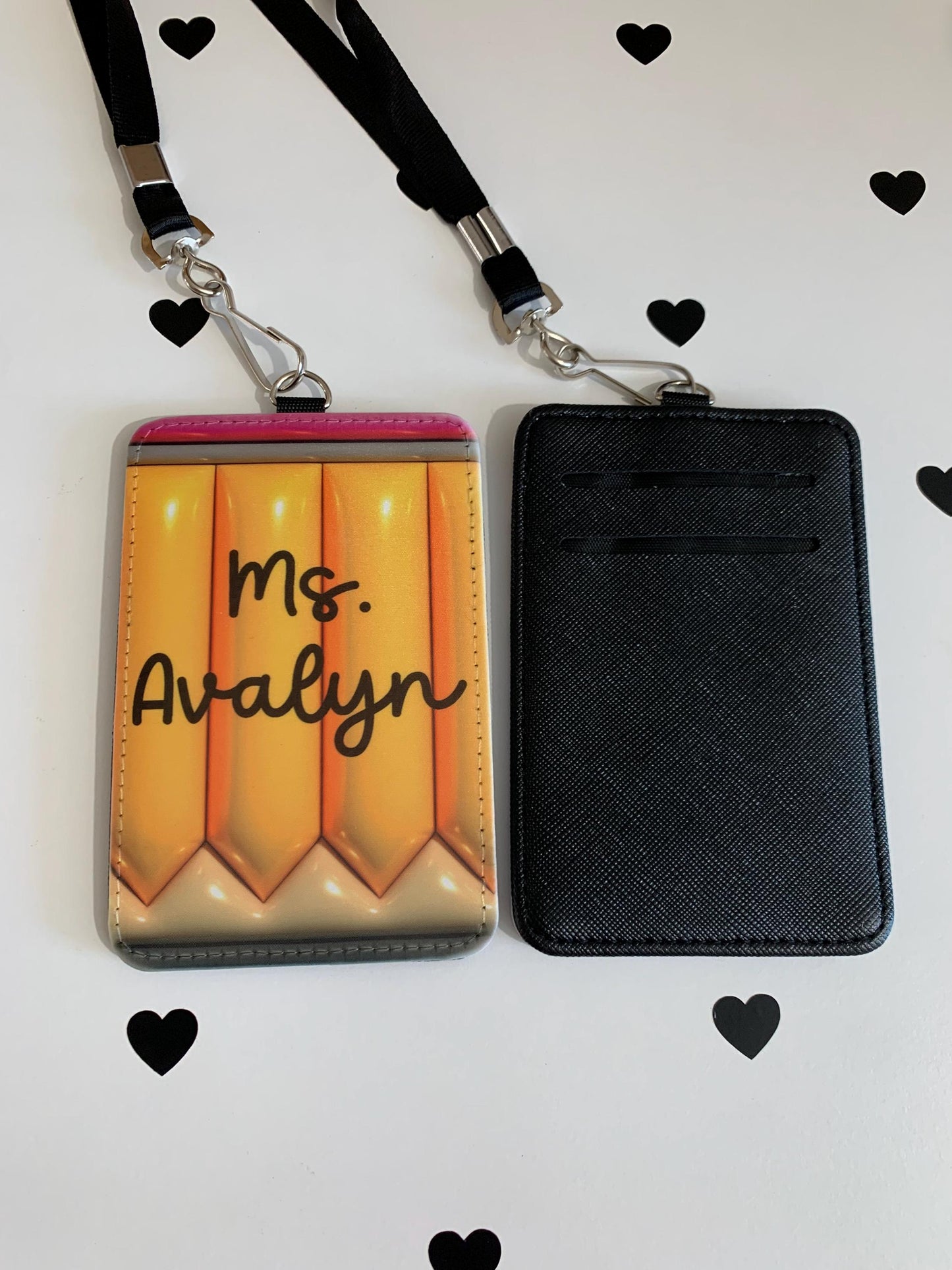 “Personalized leather teacher ID badge holder with lanyard”
“Custom name tag teacher lanyard gift”
“Back to school teacher ID holder”