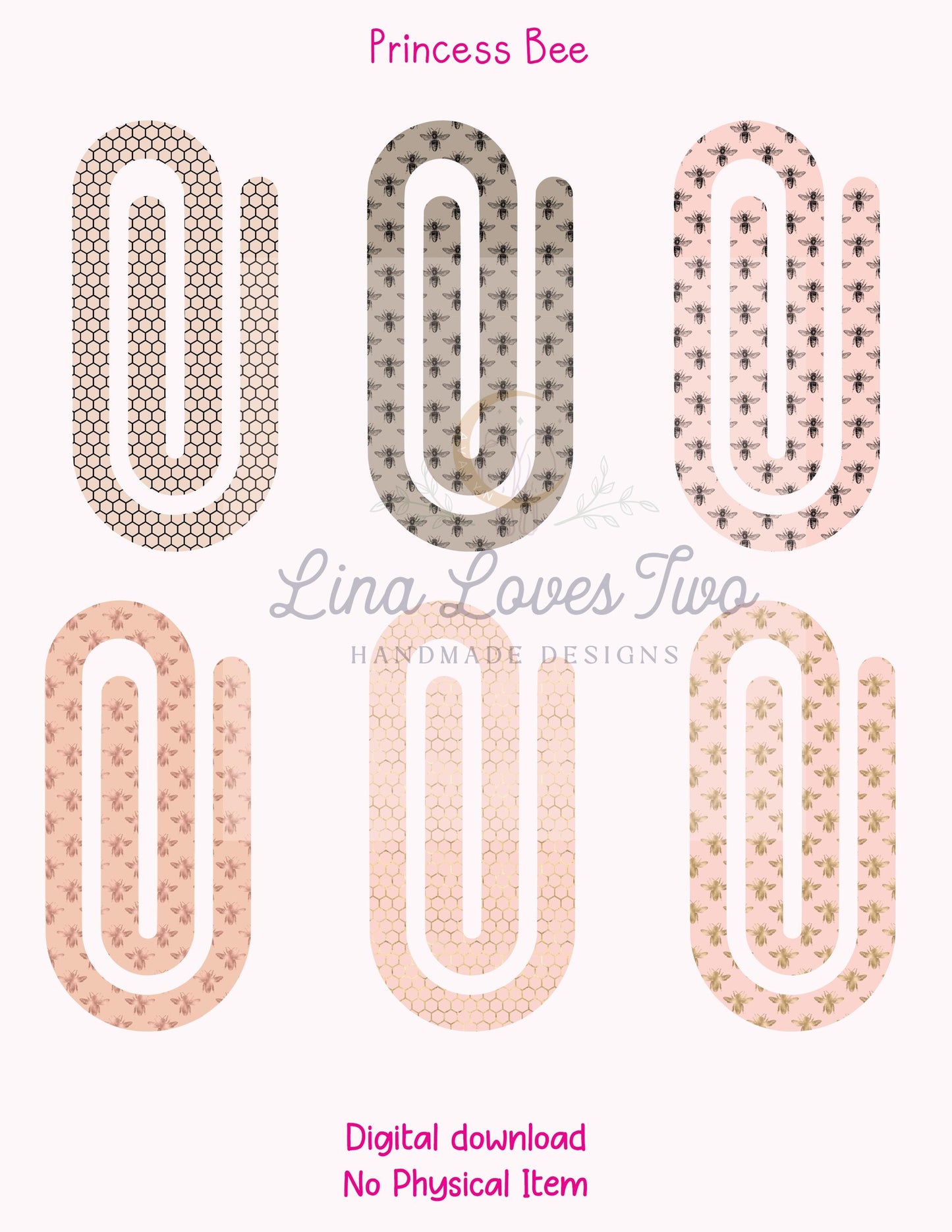 Princess Bee Theme Jumbo Paperclip PNG for Sublimation β Instant Digital Download