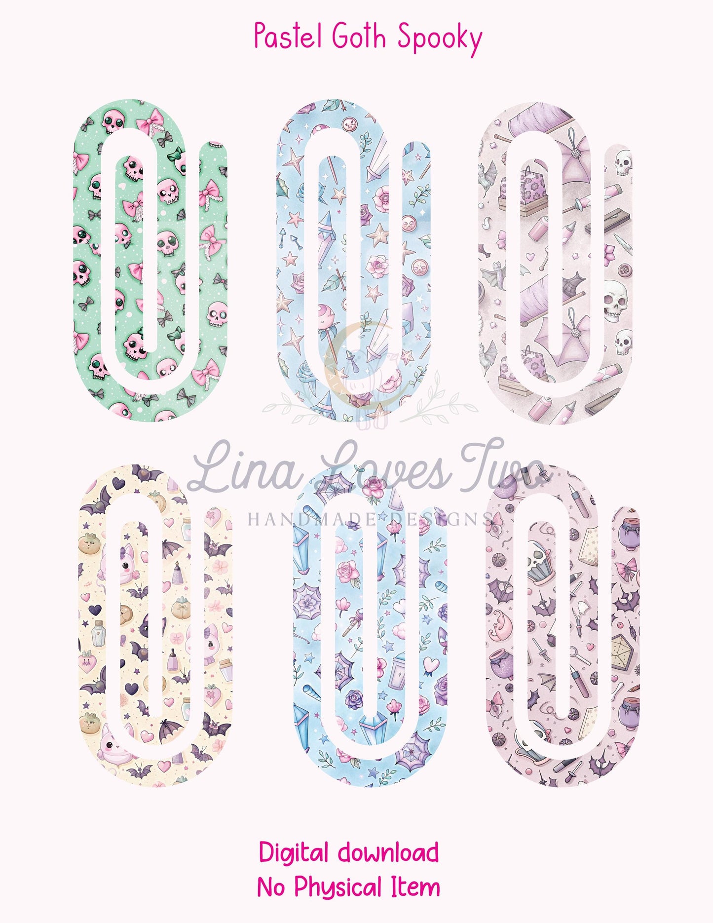 Pastel Goth Spooky 1 Theme Jumbo Paperclip PNG for Sublimation β Instant Digital Download