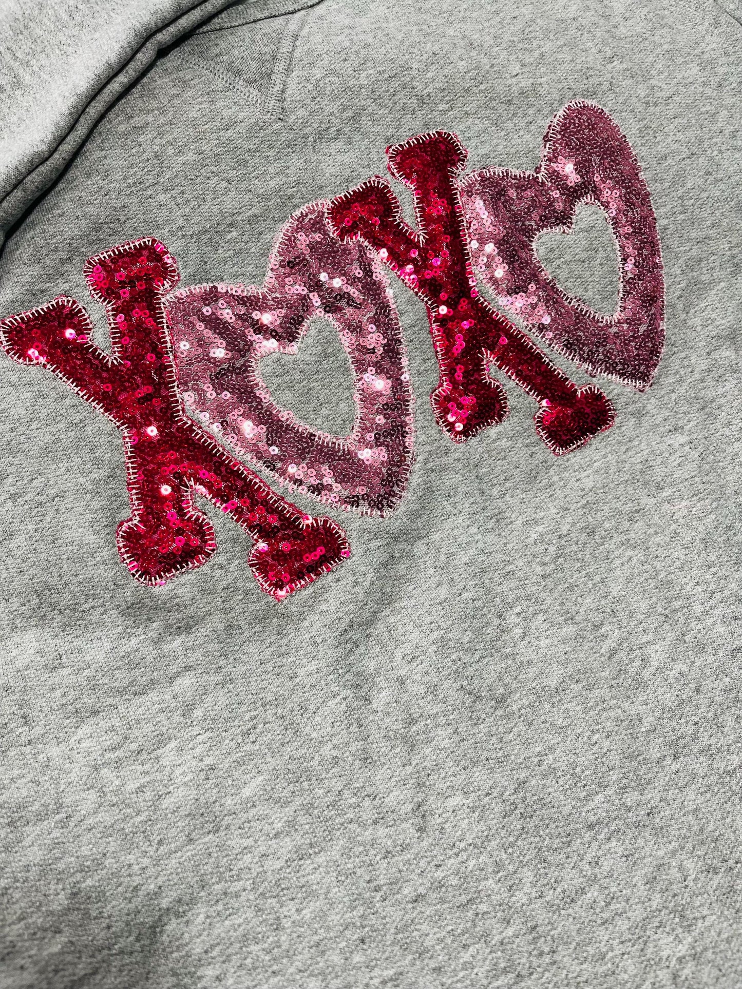 Custom Valentine XOXO Sequin Sweatshirt | Personalized Name Sleeve