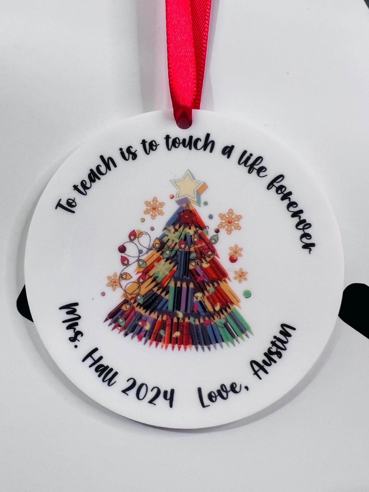 Teacher Christmas Ornament | Teacher Ornament 2024 | Christmas Gift Teacher | Teacher Gift | Teacher Keepsake | Personalized Ornament