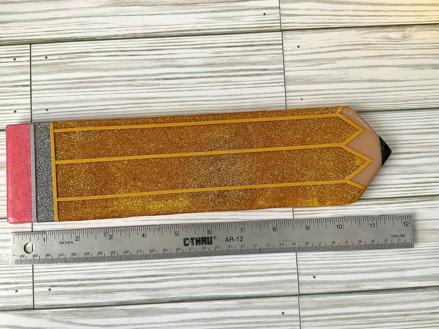 Gold Glitter Pencil Hall Pass | Personalized Teacher Gifts | Glitter Teacher Name Sign | Unique Room Pass - Lina Loves Two
