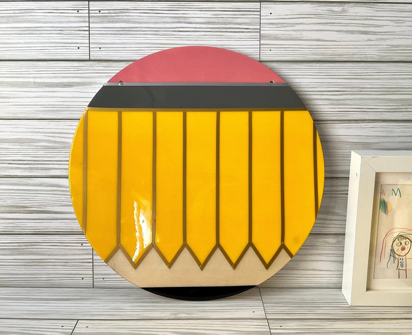 Round Pencil Door Sign | Personalized Teacher Gifts | Teacher Name Sign | Unique Classroom Decor by Lina Loves Two, handmade in Los Angeles CA