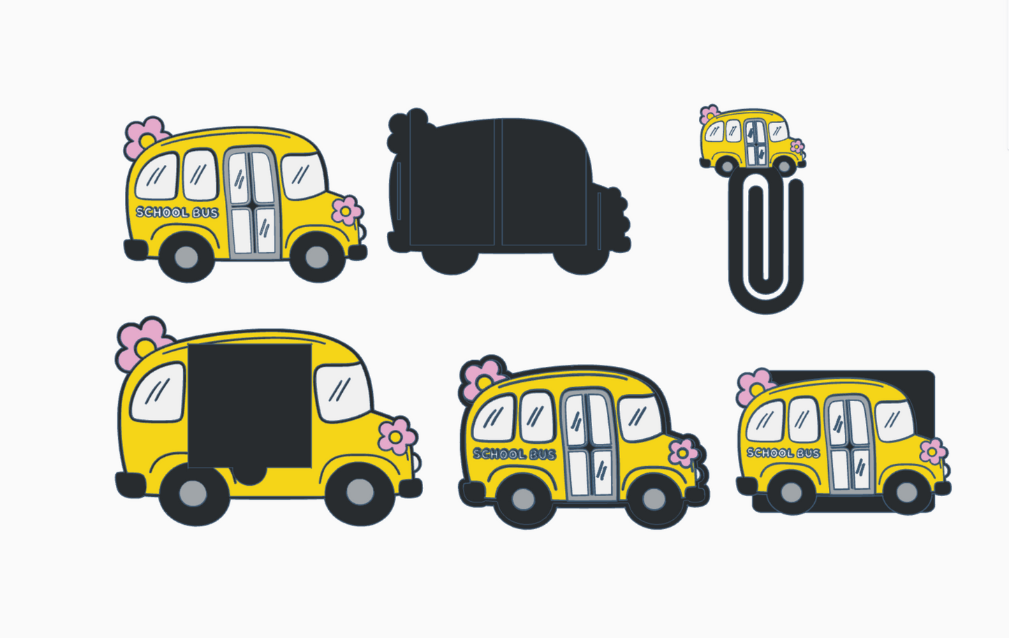 School Bus Desk Accessories Bundle – 3MF Files | 3D Print Desk Decor | Digital Download | Sticky Note Holder, Box, Tray, Pencil Holder &amp; Paperclip.