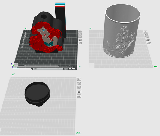 Ariel Princess Lamp Base &amp; Shade 3MF File | Puck Light Compatible | Digital Download