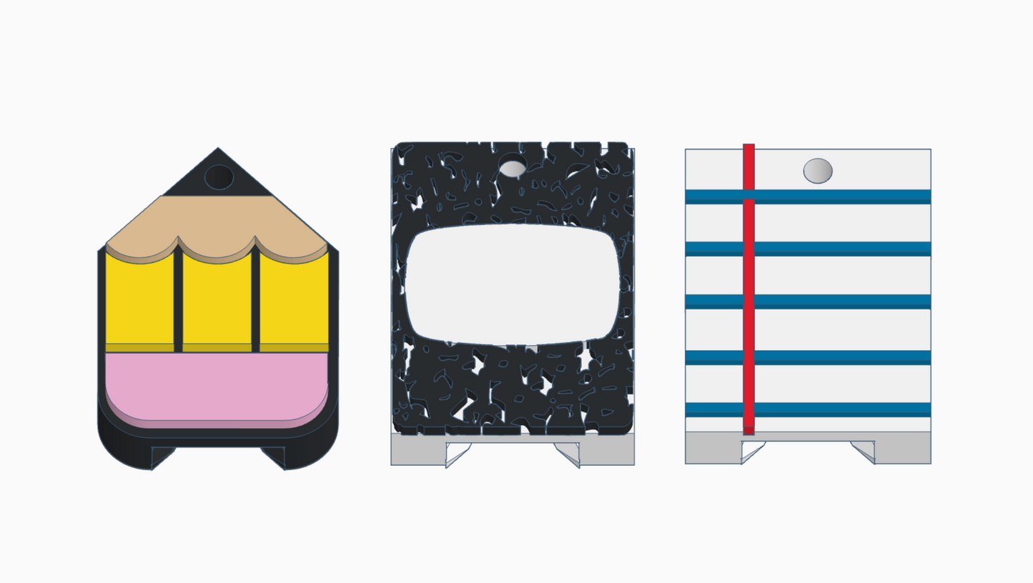 Set of 3 School Themed Designs Keychain Can Opener & Drink Cover 3MF File | 3-in-1 Tool | 3D Print File | Digital Download