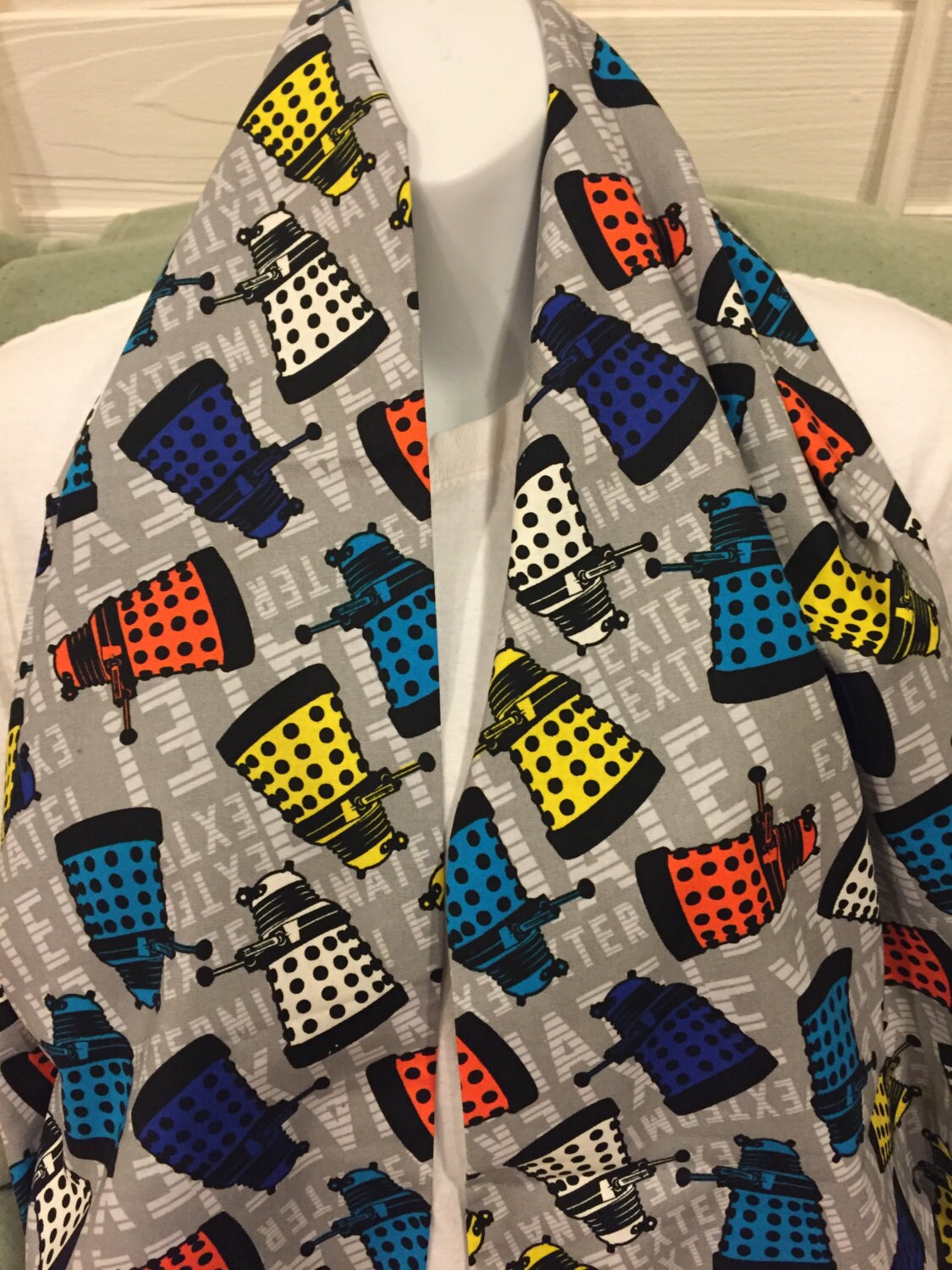 Doctor Who Dalek Exterminator Infinity Scarf - Sci-Fi Print Accessory | Whovian Fashion | Galactic Gift