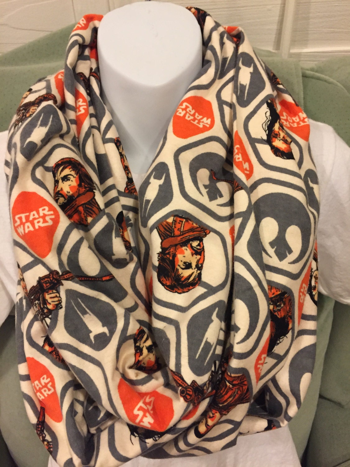 Star Wars Rogue One Infinity Scarf - Handmade Rebel Polygon Flannel Accessory for Galactic Style by Lina Loves Two, handmade in Los Angeles CA