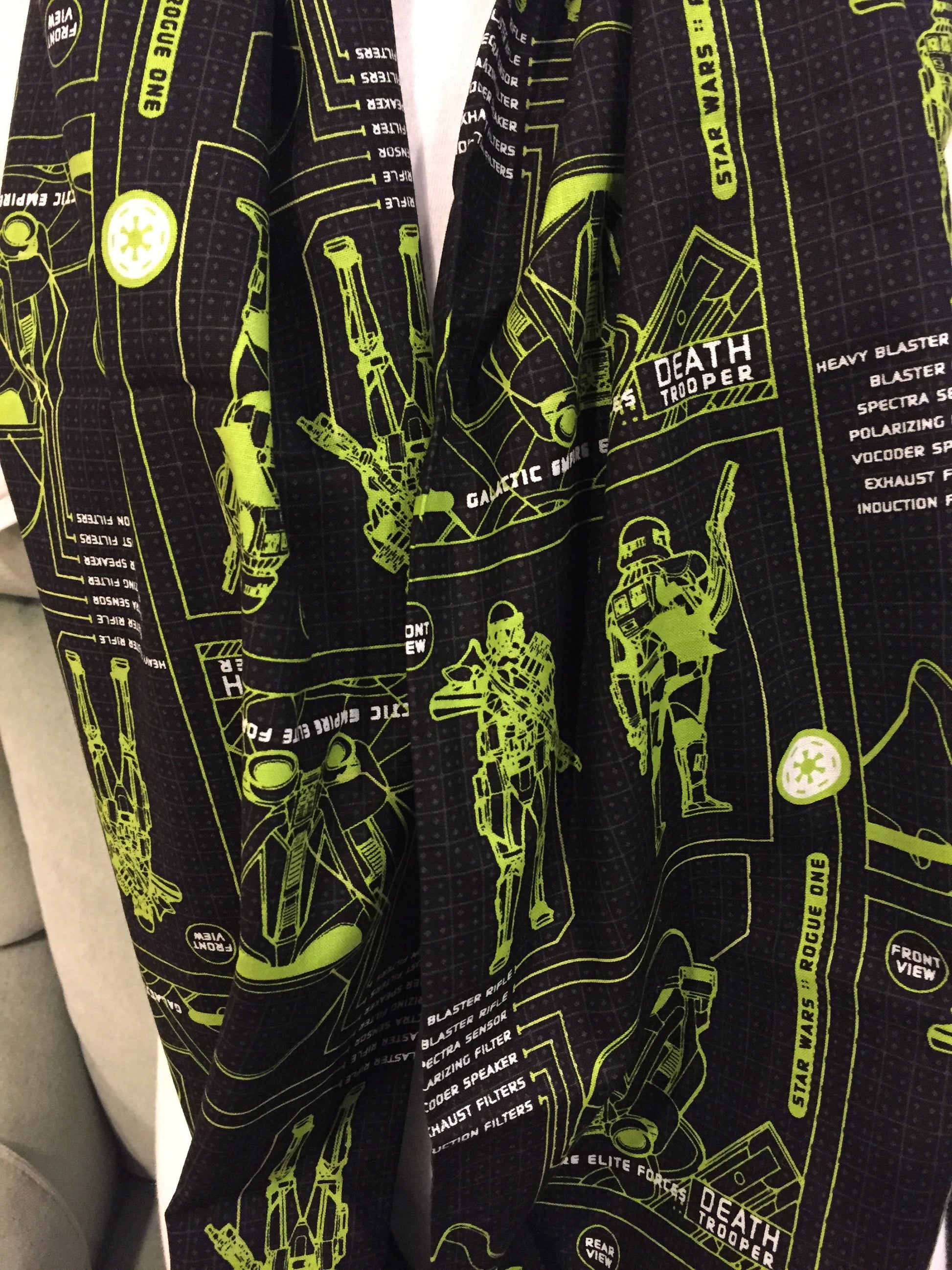 Star Wars Rogue One Death Trooper Blueprint Infinity Scarf - Galactic Fashion Accessory by Lina Loves Two, handmade in Los Angeles CA